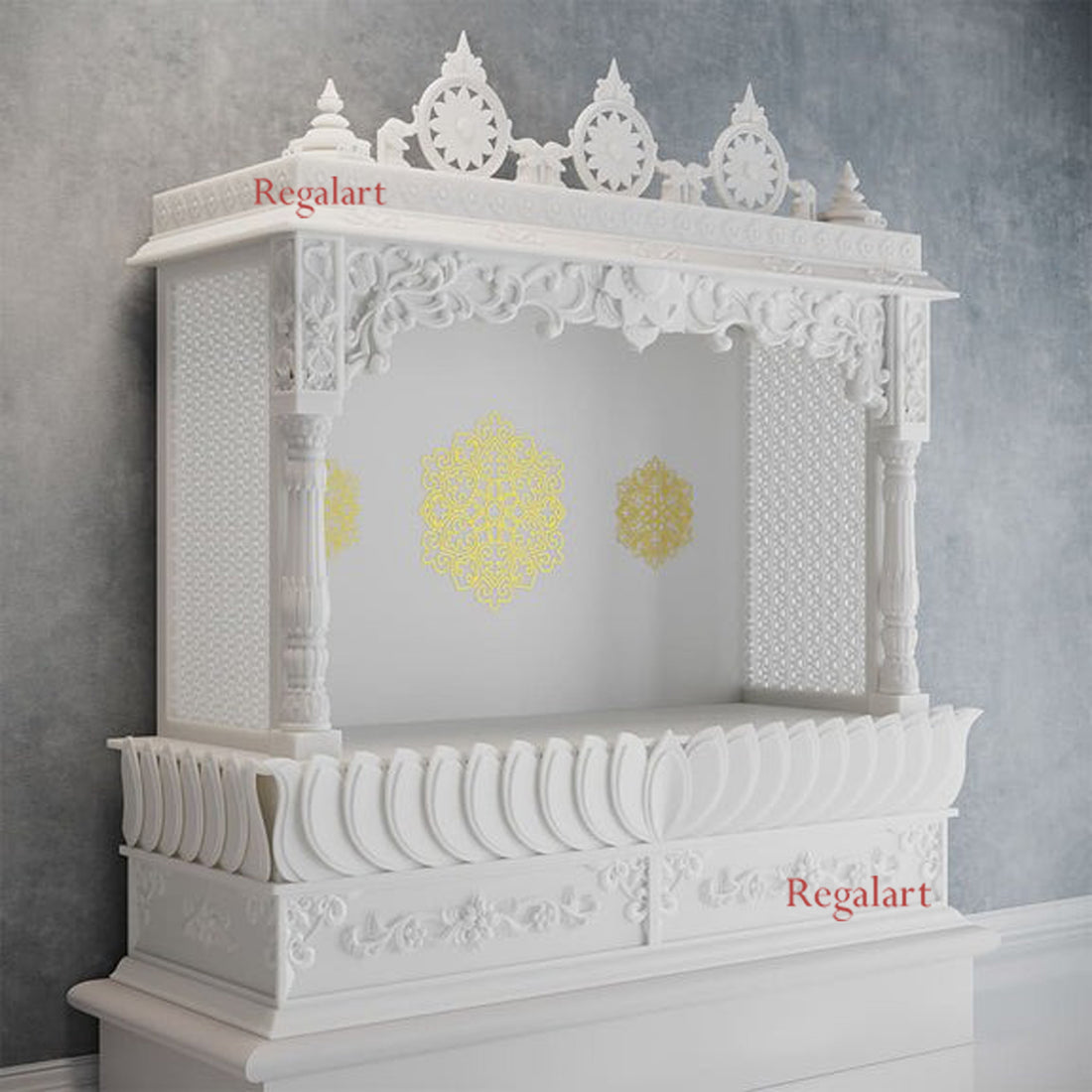 Elegant White Marble Mandir | Handcrafted Home Temple Decor