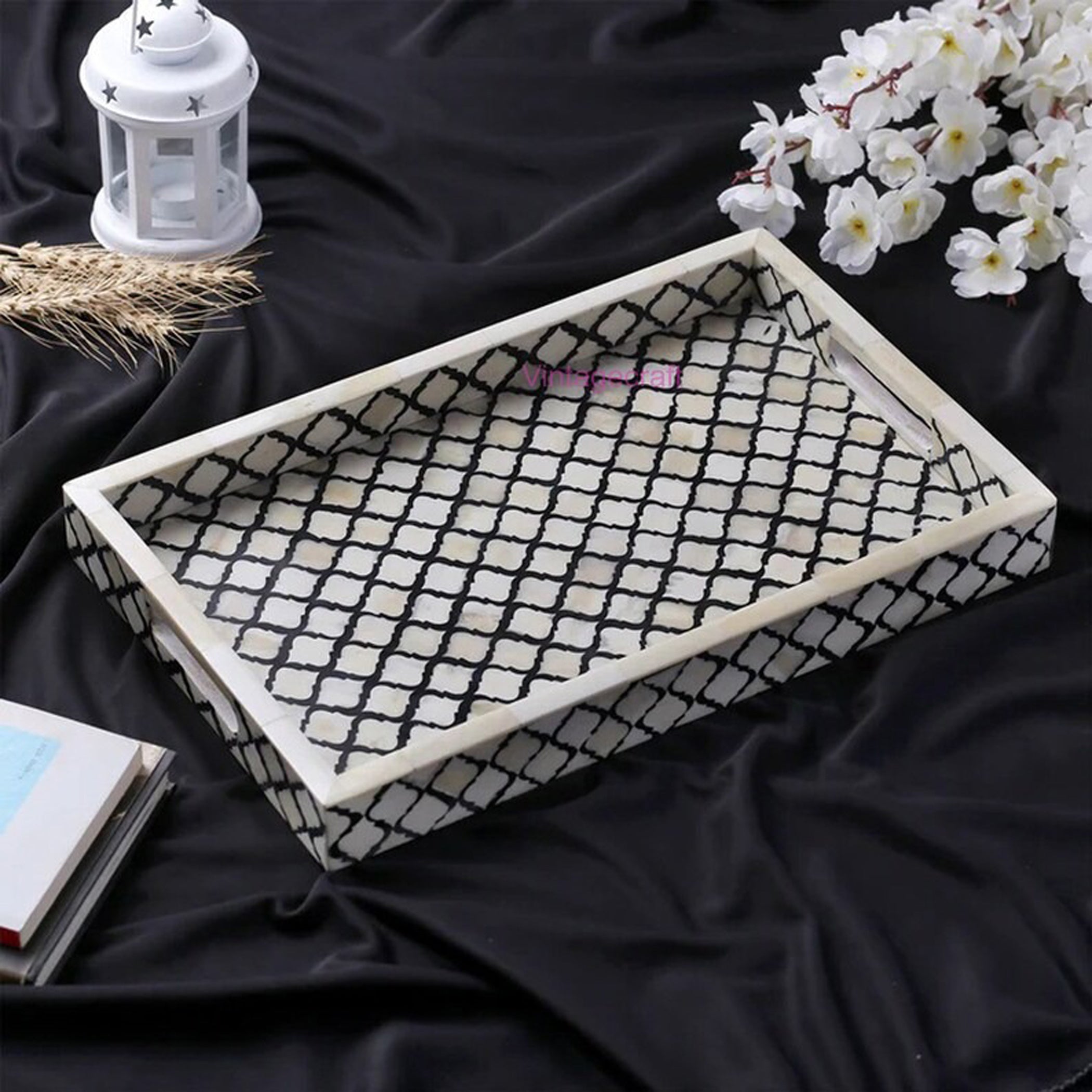 Handmade resin inlay serving tray for home decor