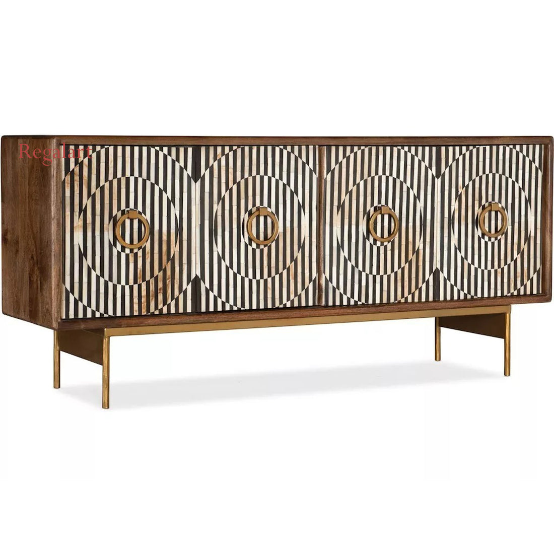 Bone Inlay Media Cabinet | Handmade TV Unit Furniture