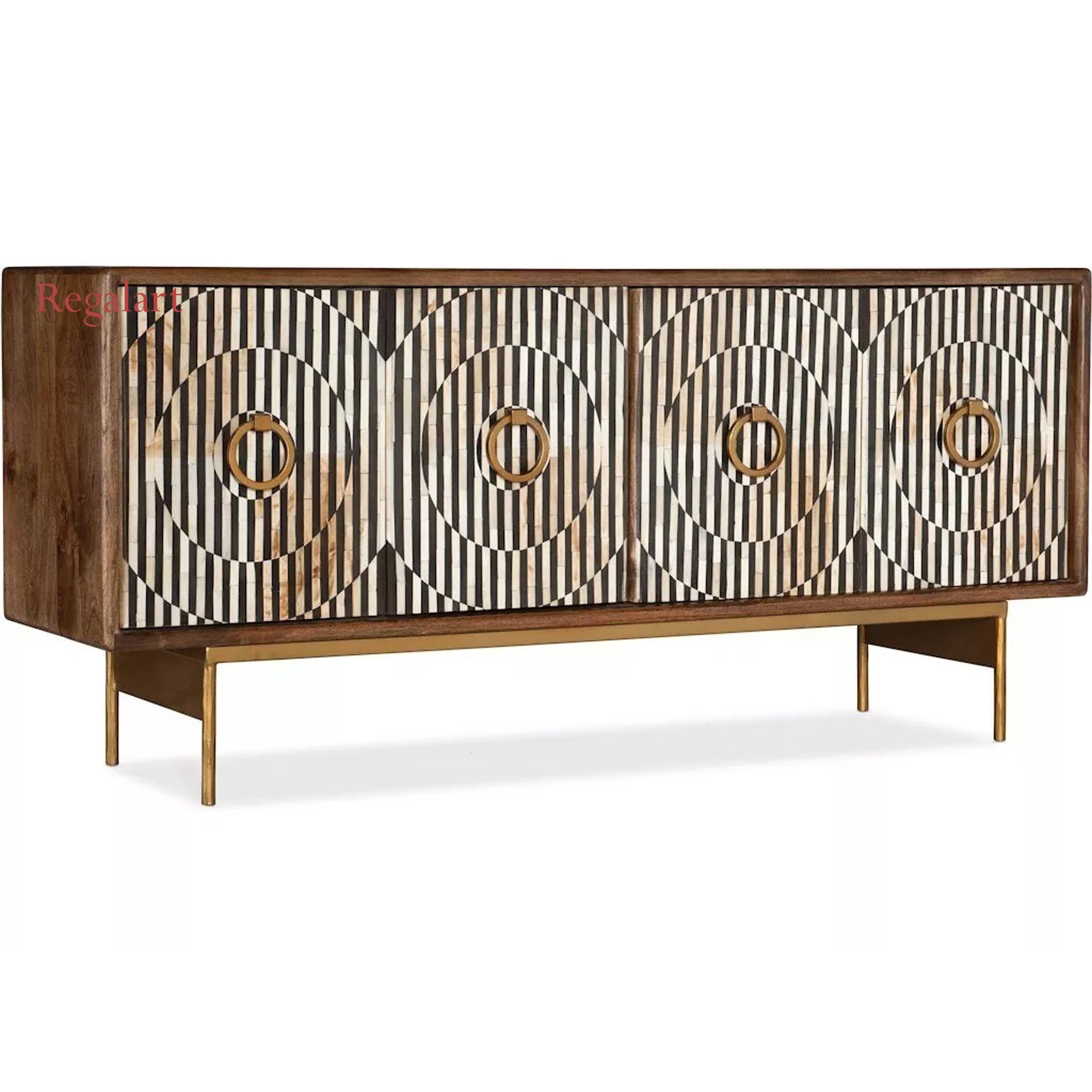 Bone Inlay Media Cabinet | Handmade TV Unit Furniture
