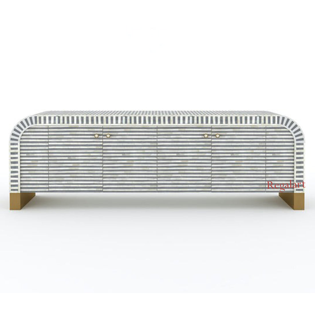 Bone Inlay TV Unit | Handmade Media Cabinet Entertainment Console
