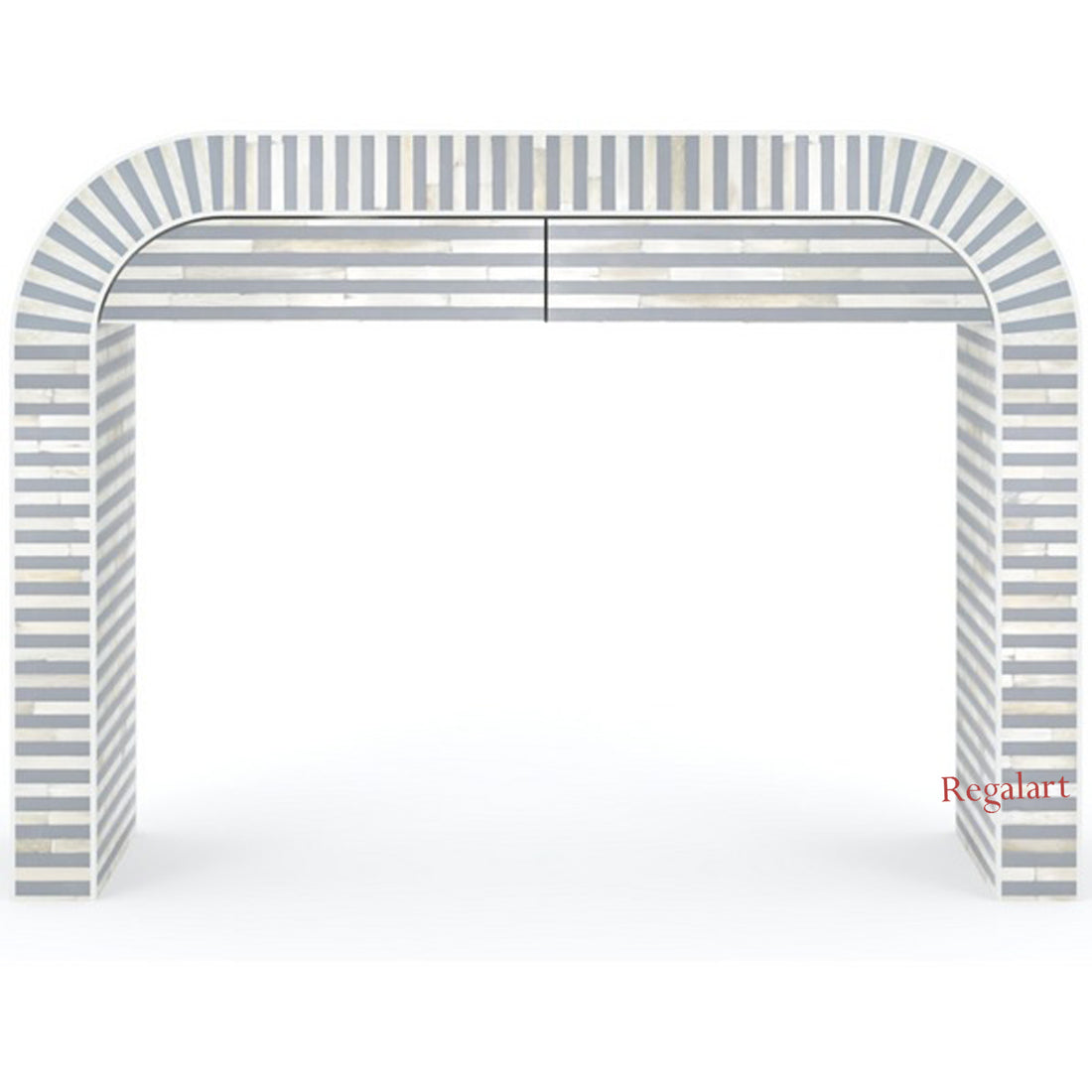 Luxury Bone Inlay Waterfall Console Table – Striped Design