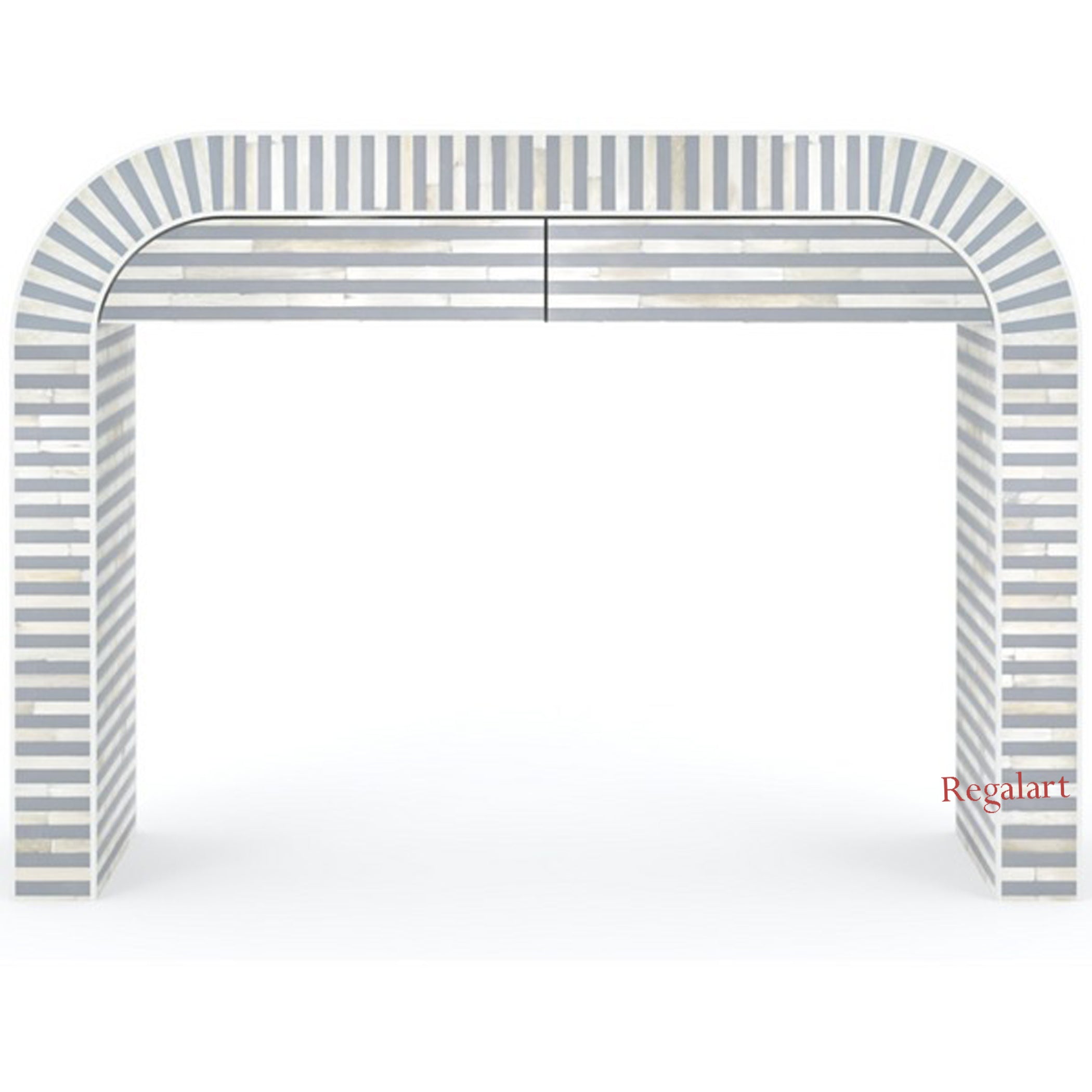 Luxury Bone Inlay Waterfall Console Table – Striped Design