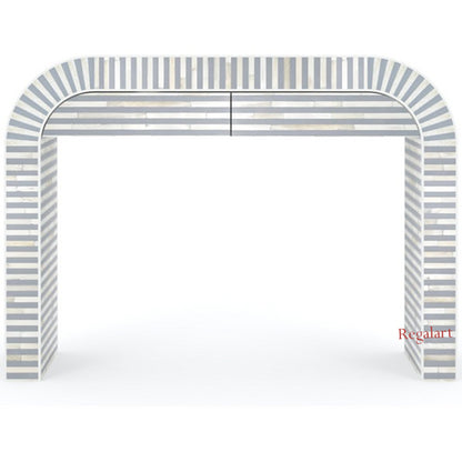 Bone Inlay Waterfall Console Table | Striped Pattern Stylish Dresser