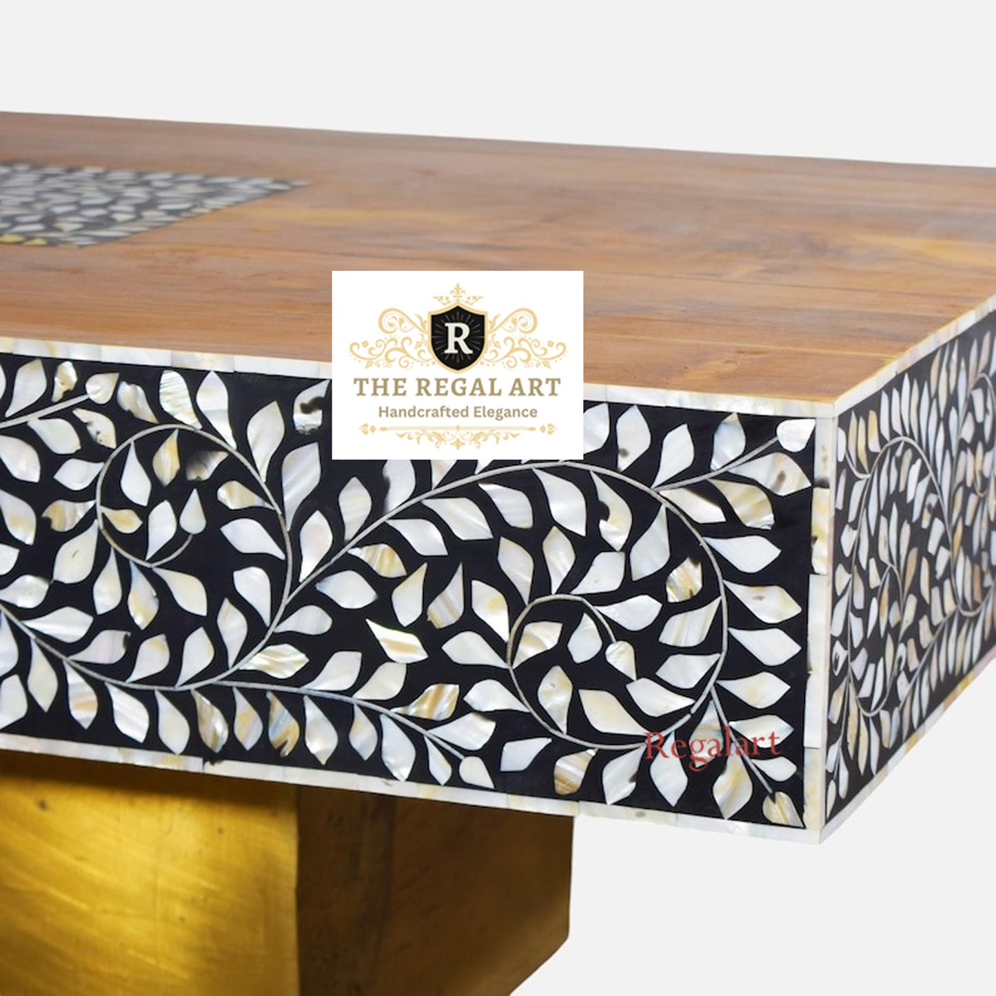 Wooden Mother of Pearl inlay Coffee table | Handcrafted Coffee table | Floral pattern Coffee table