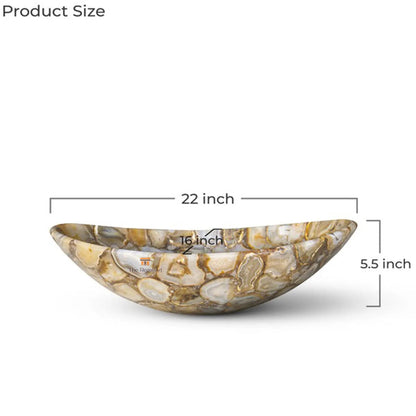Golden Agate Stone Sink: Luxury Handmade Bathroom Vessel Basin