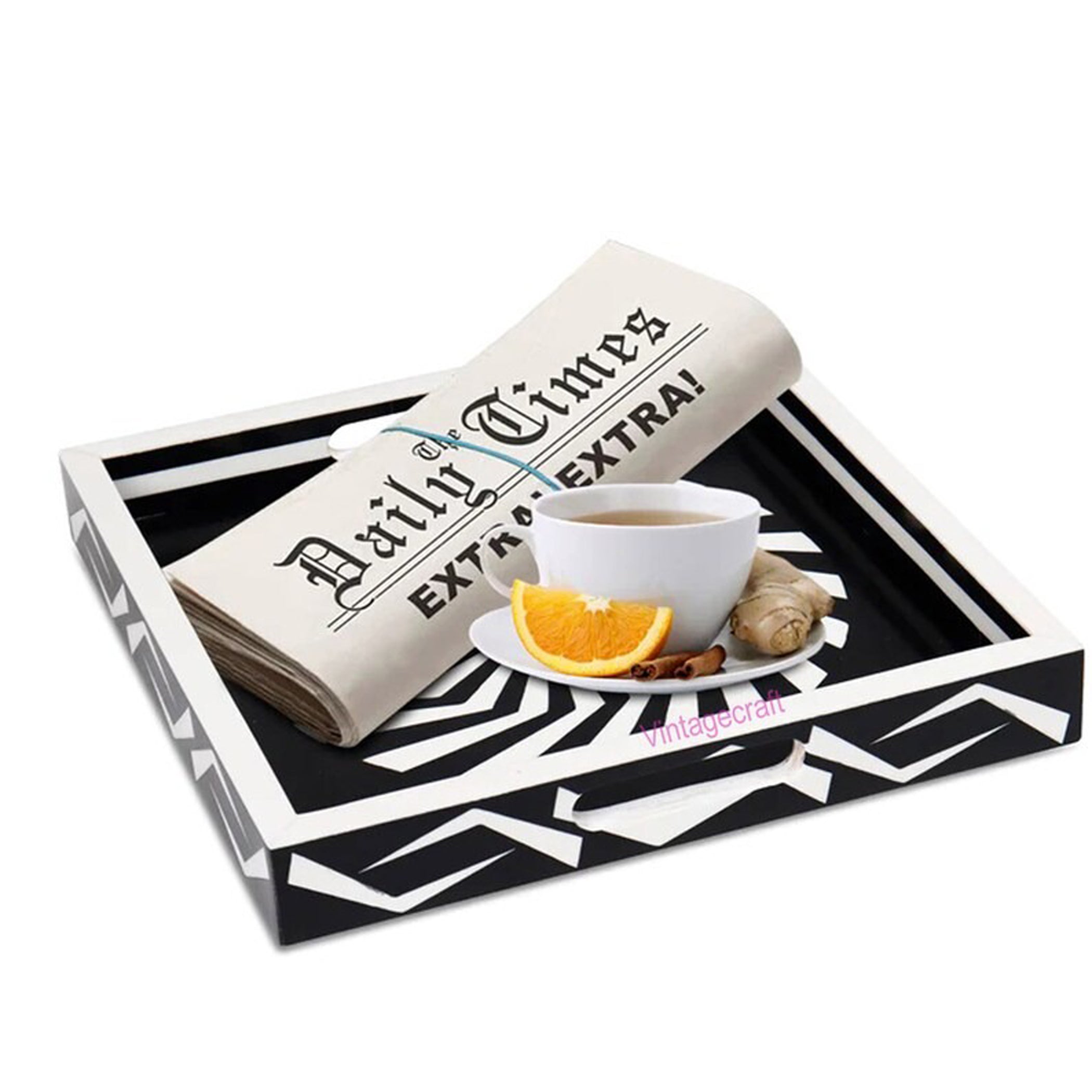 Handmade Resin Inlay Kitchen Serving Tray – Decorative Coffee Table Tray for Home Decor