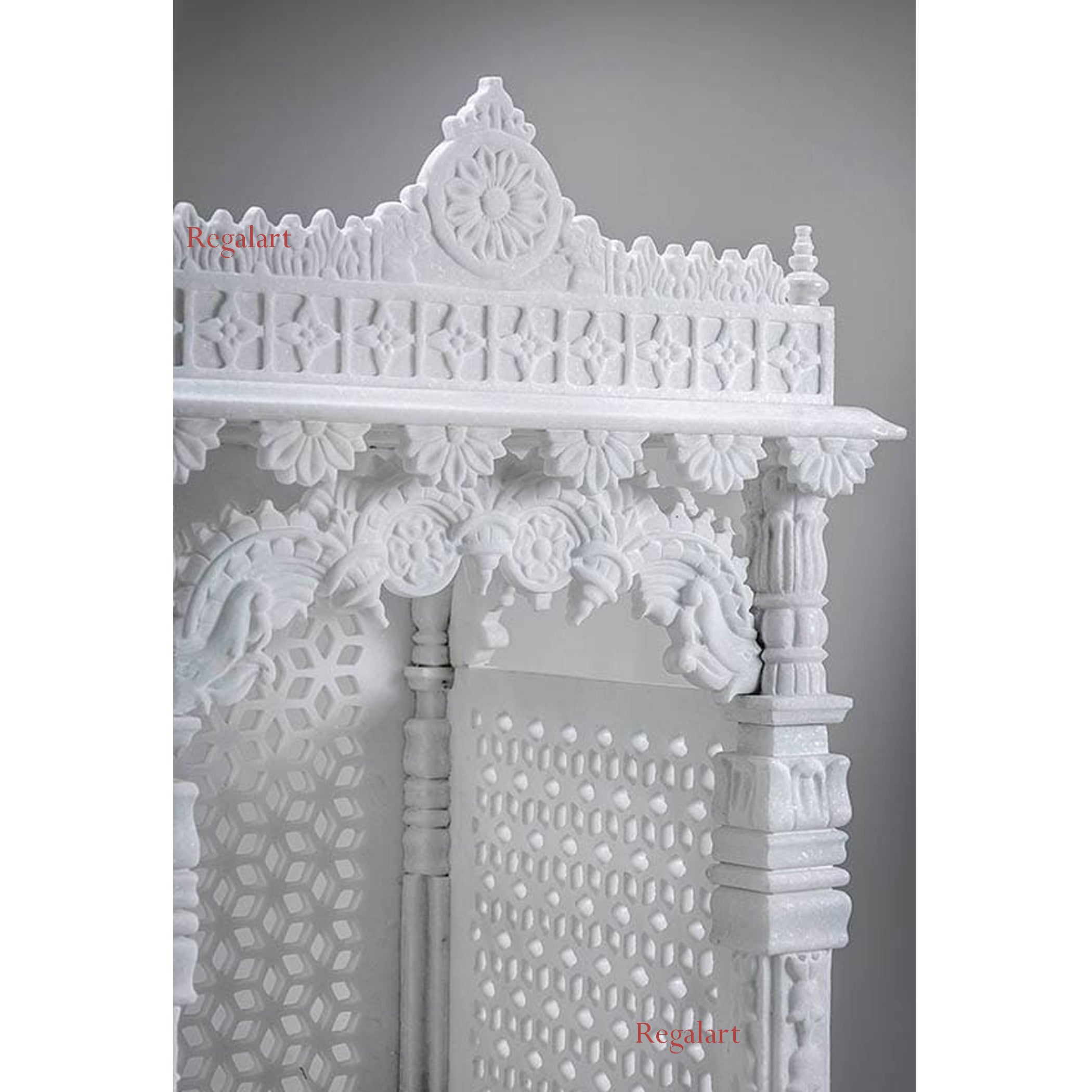 Handcrafted Vietnam Marble Mandir | White Stone Home Temple Decor