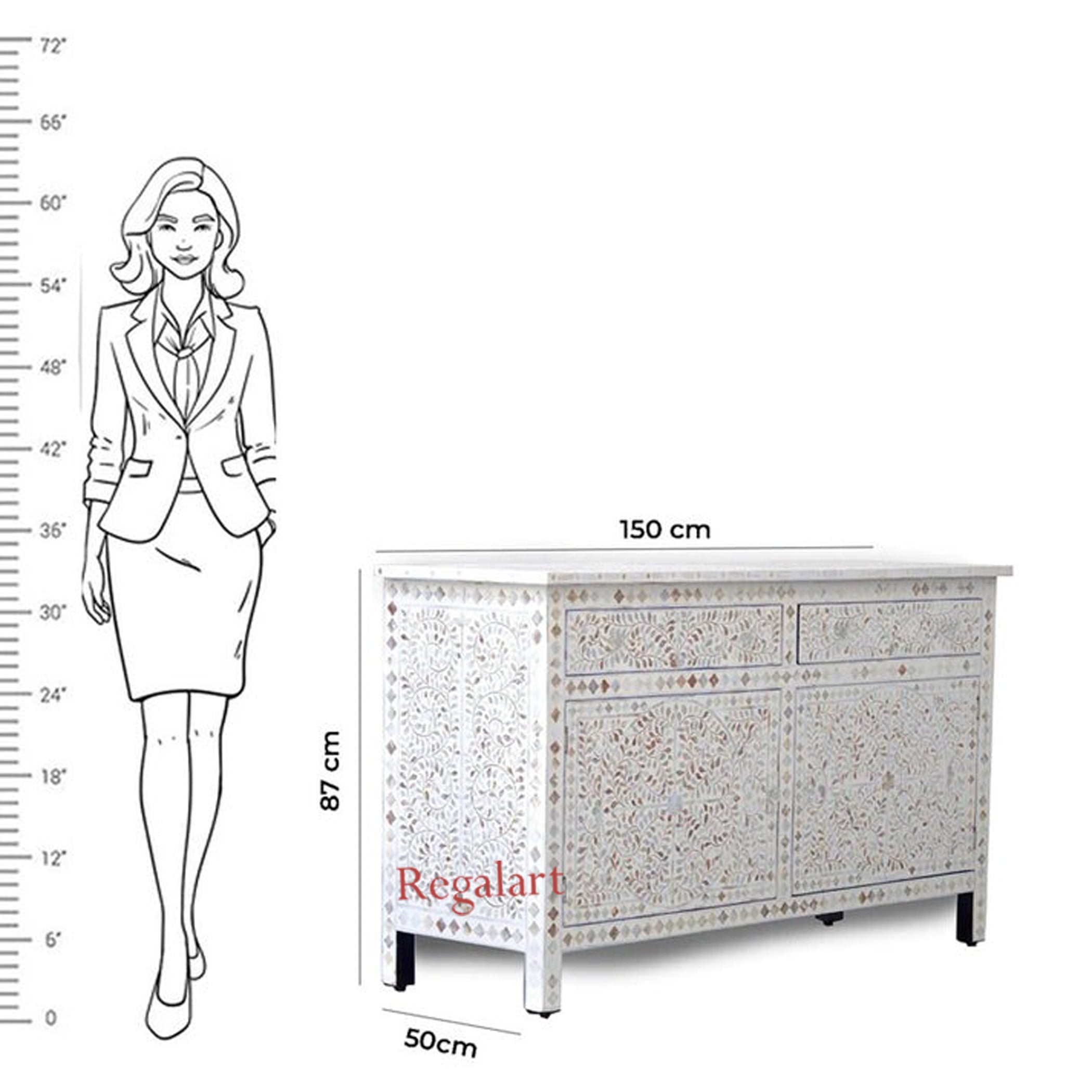 Mother of Pearl Buffet Sideboard | Floral Cabinet Decor