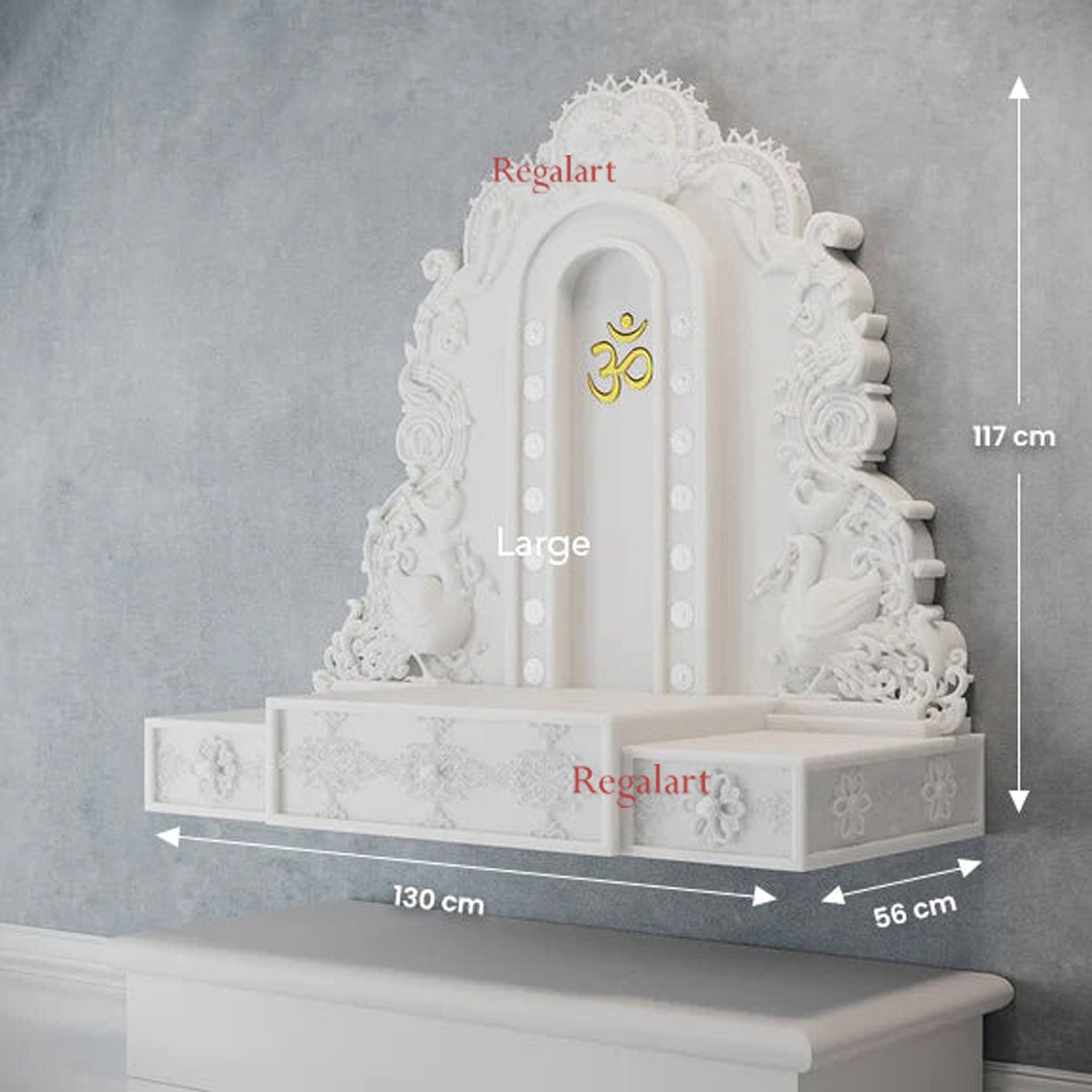 Mukut White Marble Temple for Home | Handcrafted Pooja Mandir | Customizable God Shrine for Spiritual Decor | Elegant Home & Office Altar