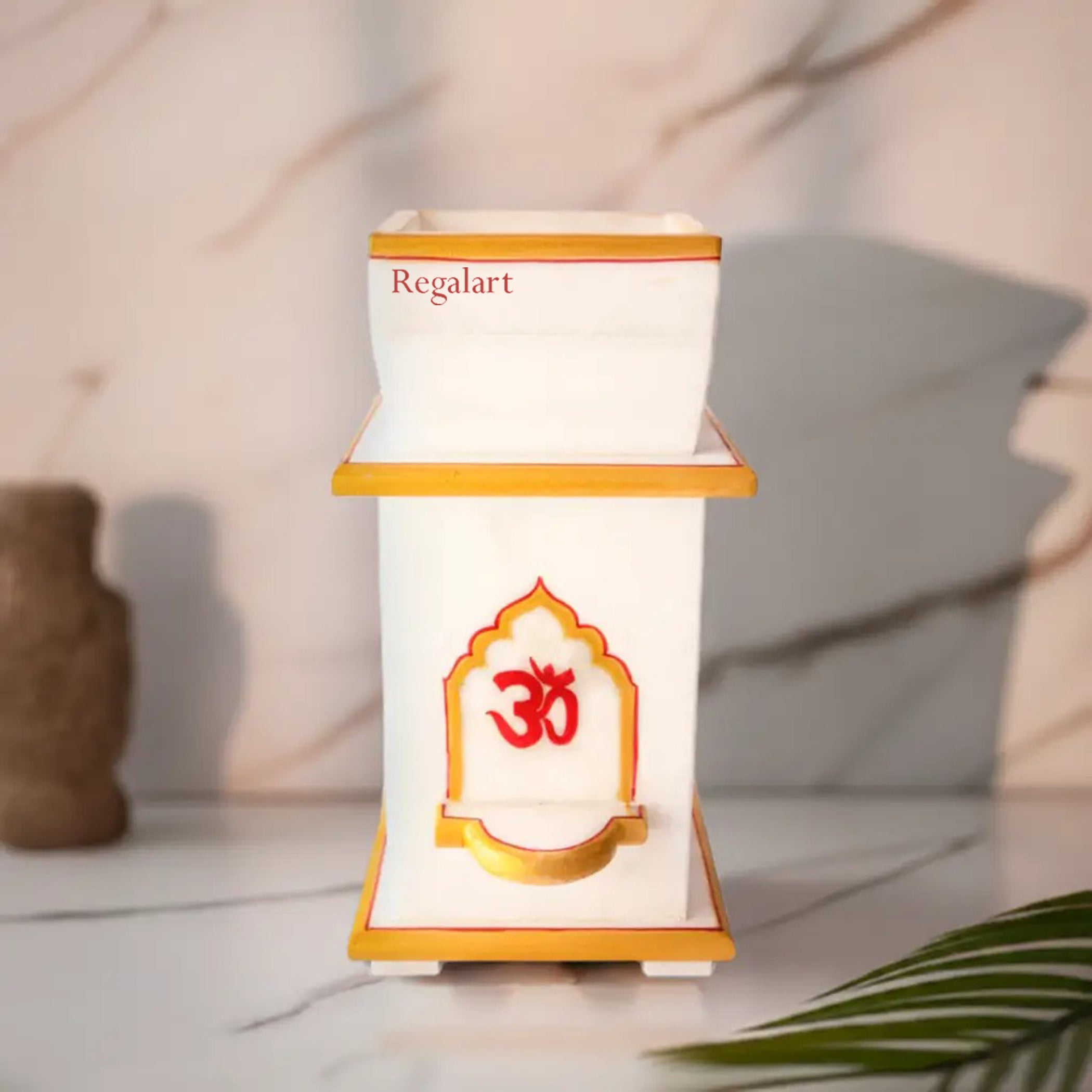 Marble Tulsi Planter Stand | Handmade Tulsi Pot Home Garden Decor
