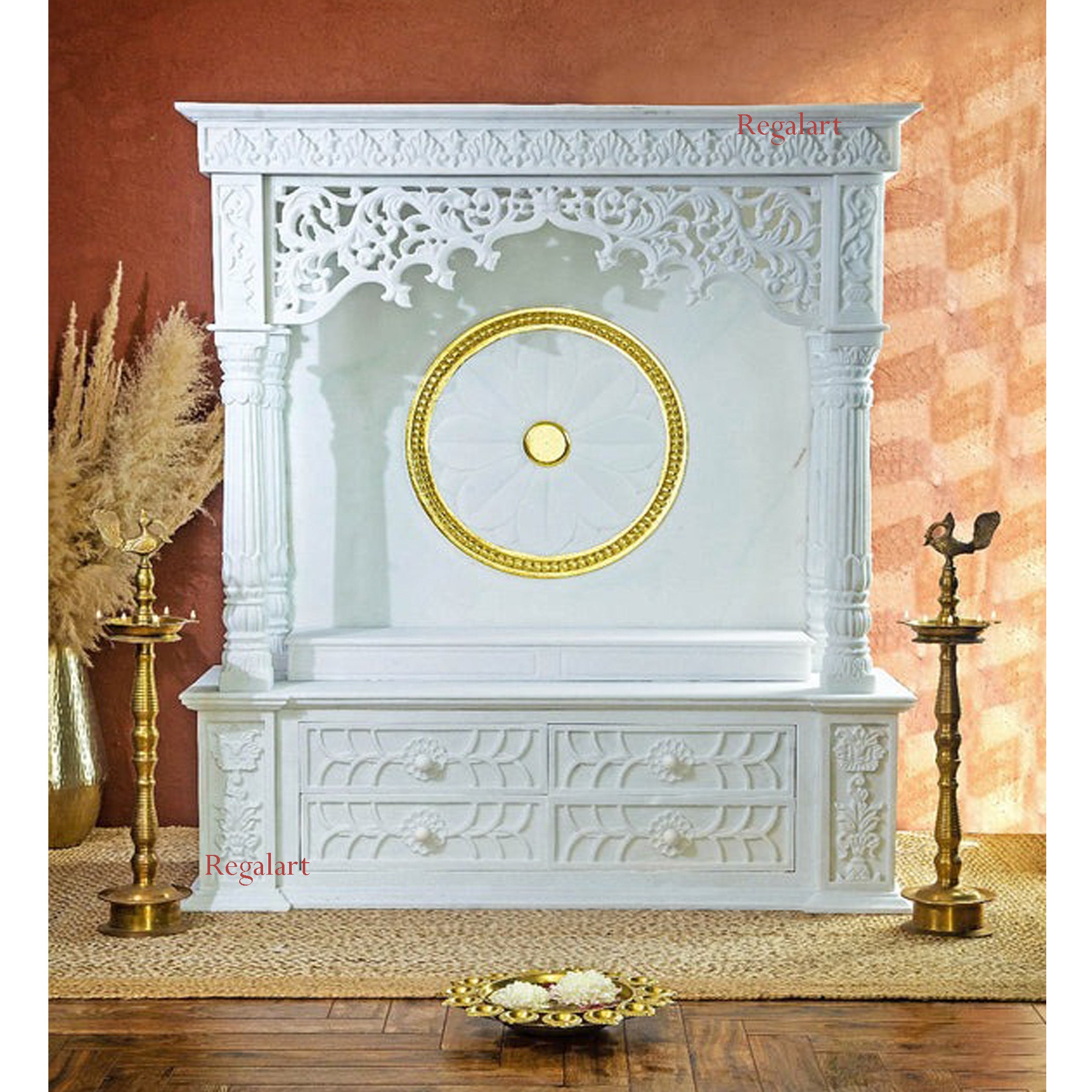 White Marble Mandir | Handmade Marble Temple Home Decor