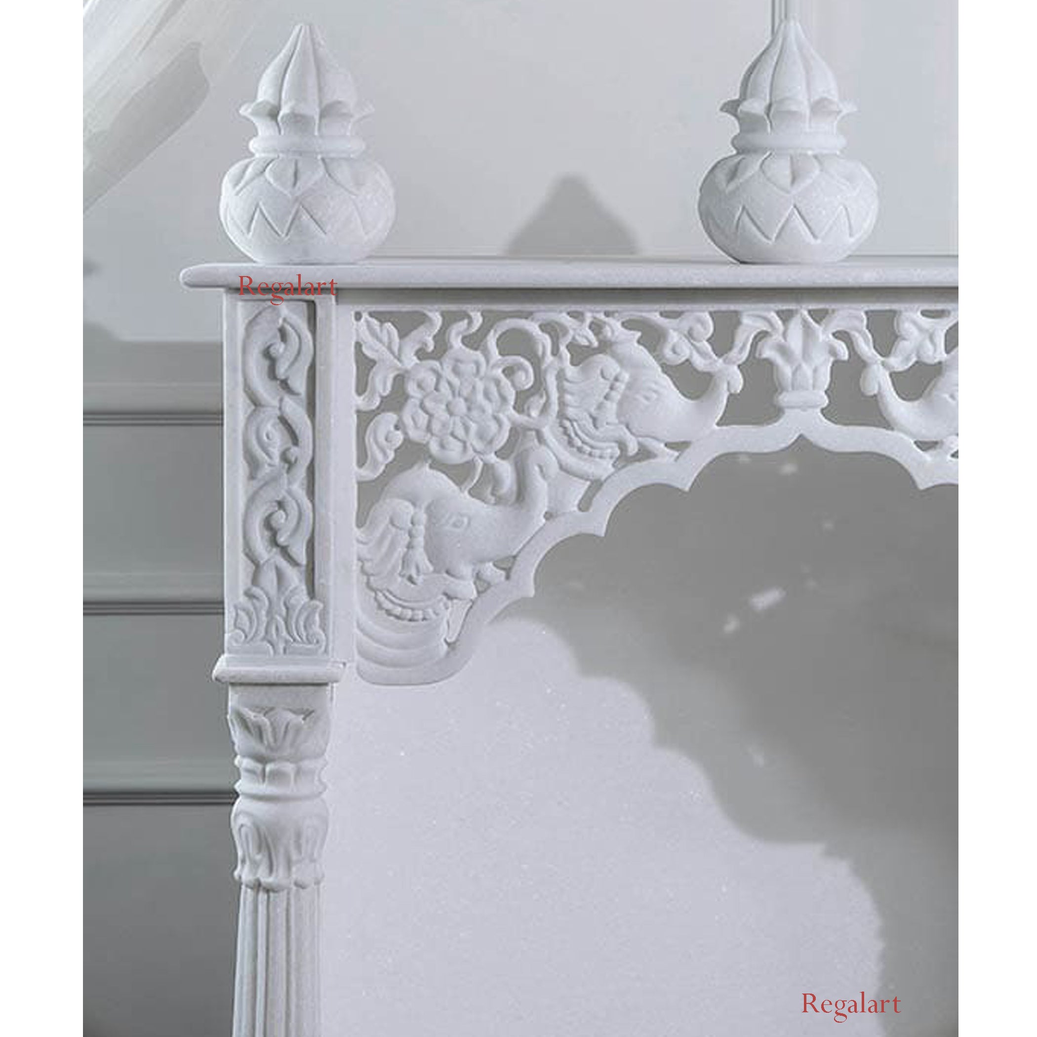 Vietnam White Marble Mandir | Handmade Stone Temple Home Decor
