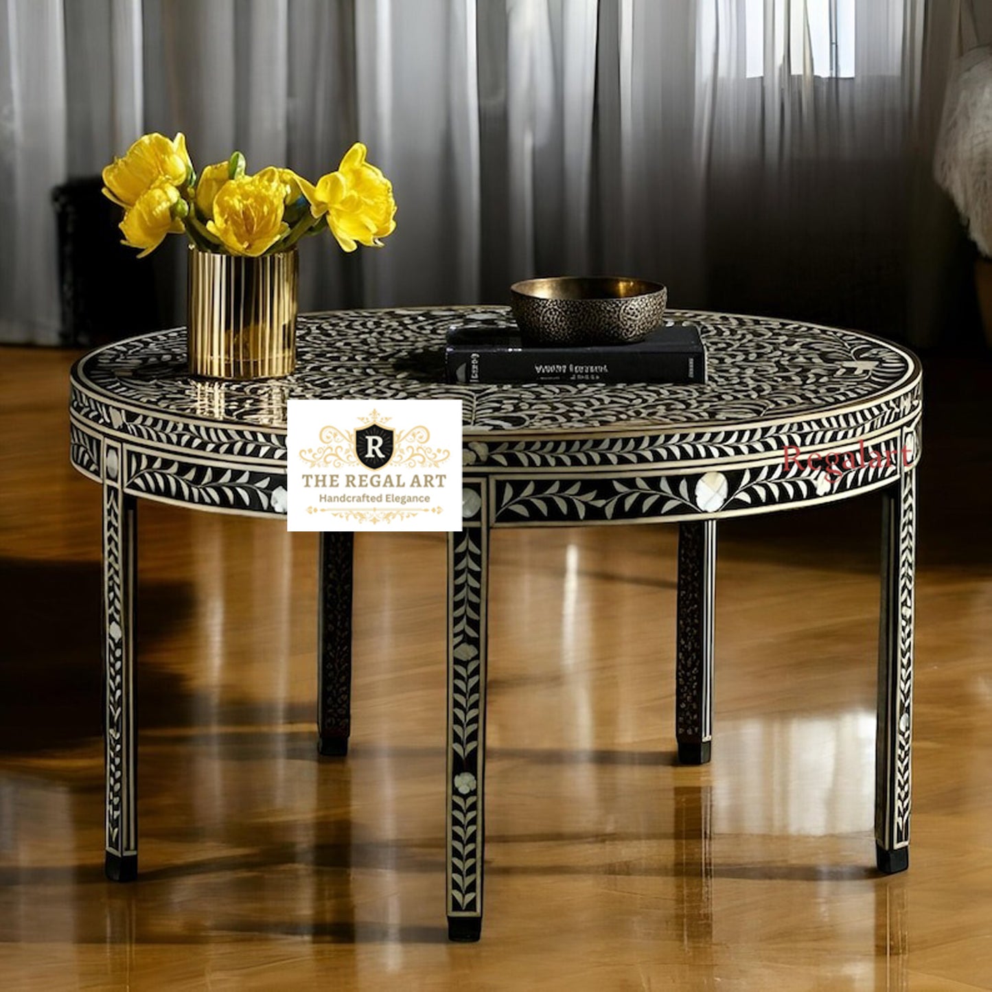 Mother of Pearl Floral Coffee table- round design coffee table