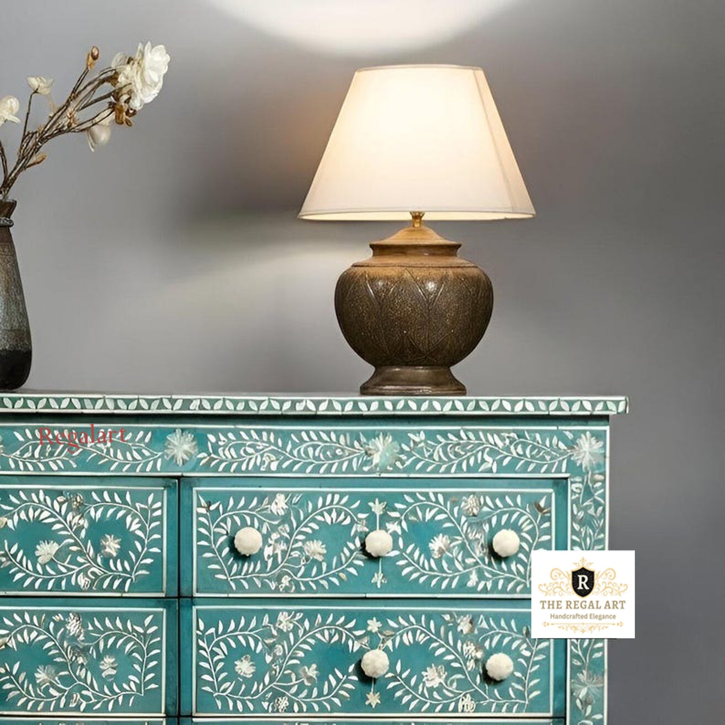 Luxury Petal Pattern Chest | Stylish Buffet | Handmade Home Decor