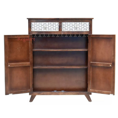 Bone Inlay Bar Cabinet, 2 Drawers Modern Wooden Pattern Living Room Furniture