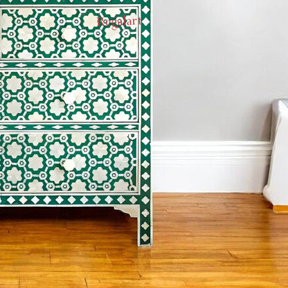 Handmade Star Pattern Bone Inlay Dresser | Elegant Home Storage