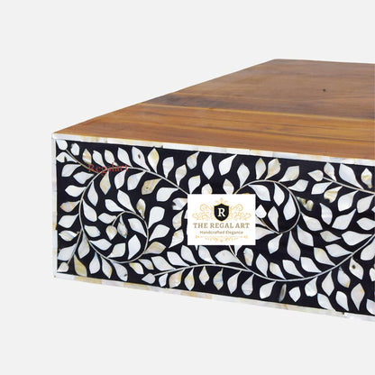 Wooden Mother of Pearl inlay Coffee table | Handcrafted Coffee table | Floral pattern Coffee table