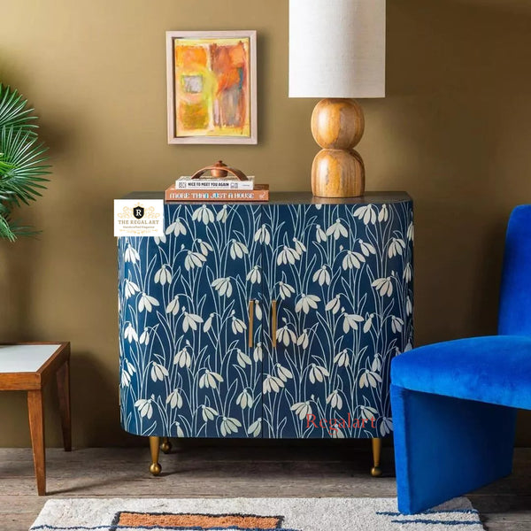 Snowdrop Indigo Bone Inlay Cabinet | Luxury Handmade