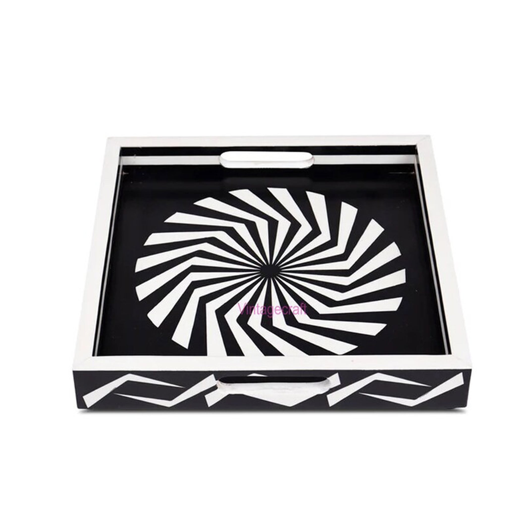 Handmade Resin Inlay Kitchen Serving Tray – Decorative Coffee Table Tray for Home Decor
