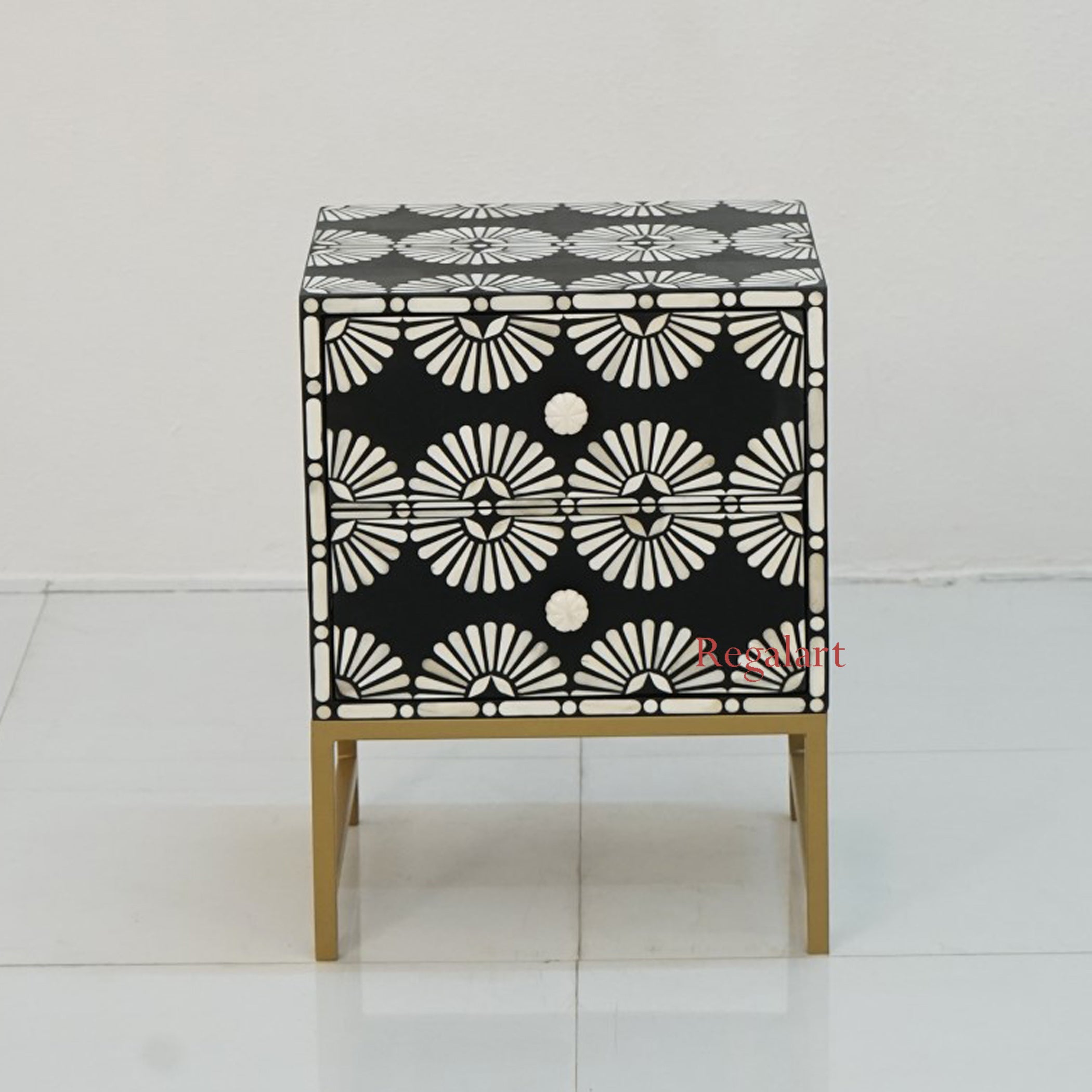 Luxury Bone Inlay Bedside Table | Olivia Pattern Home Decor