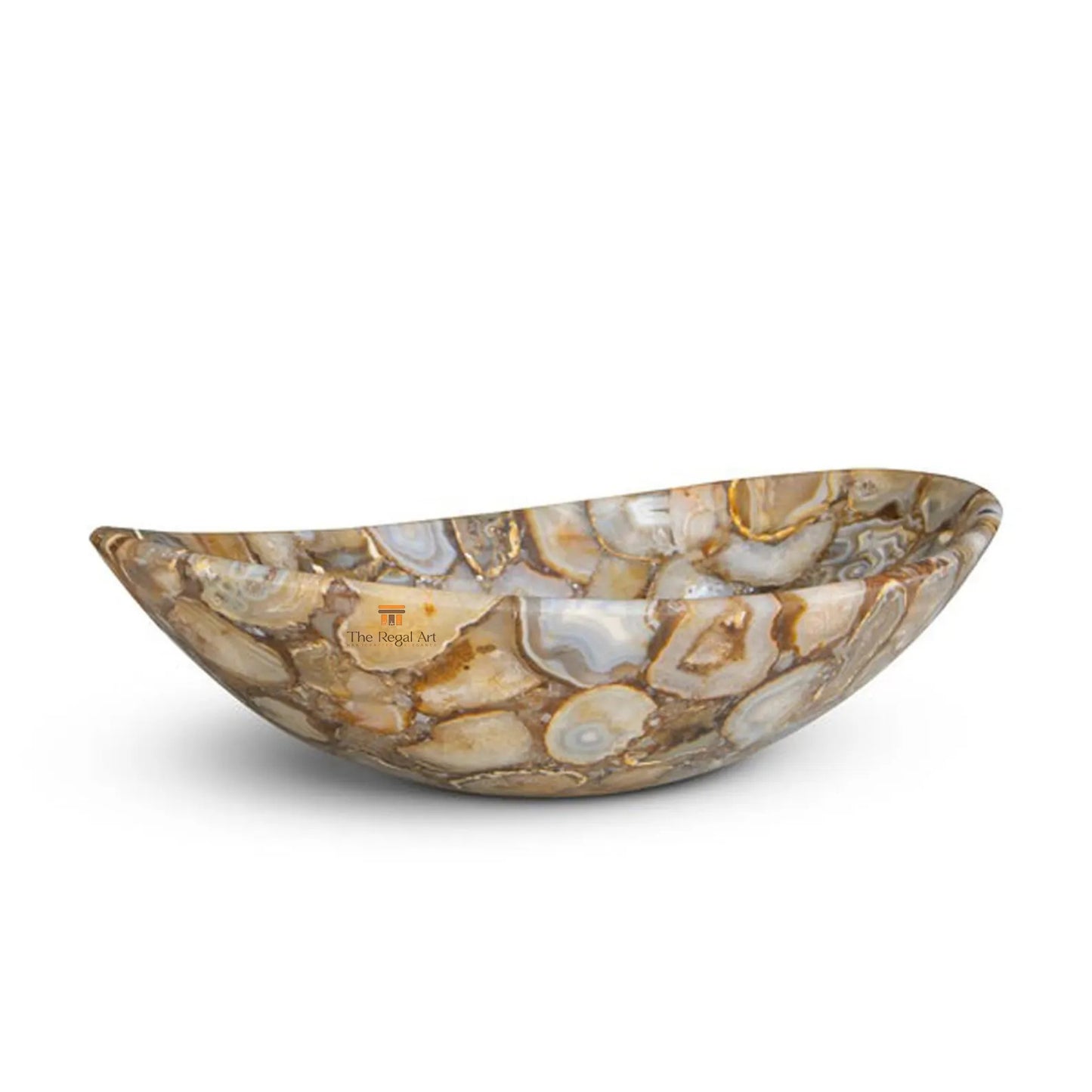 Golden Agate Stone Sink: Luxury Handmade Bathroom Vessel Basin
