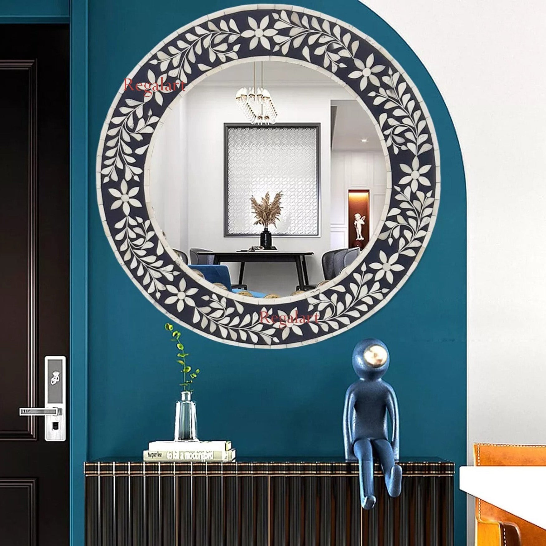Premium Handmade Bone Inlay Mirror Frame – Modern Luxury Decor