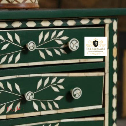 Bone Inlay Chest | Leaf Pattern Dresser | Dressers for home | 4 Drawers Chest for home