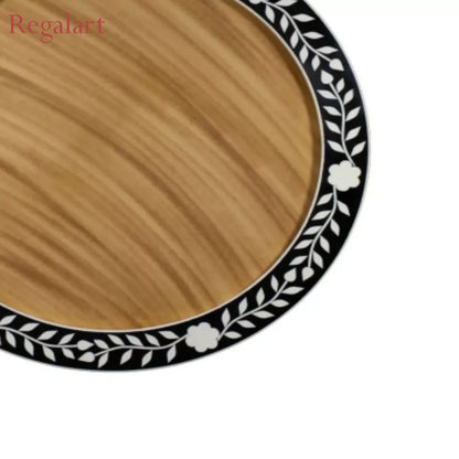 Handmade Black Floral Bone Inlay Mirror Frame - Modern Home Décor Art