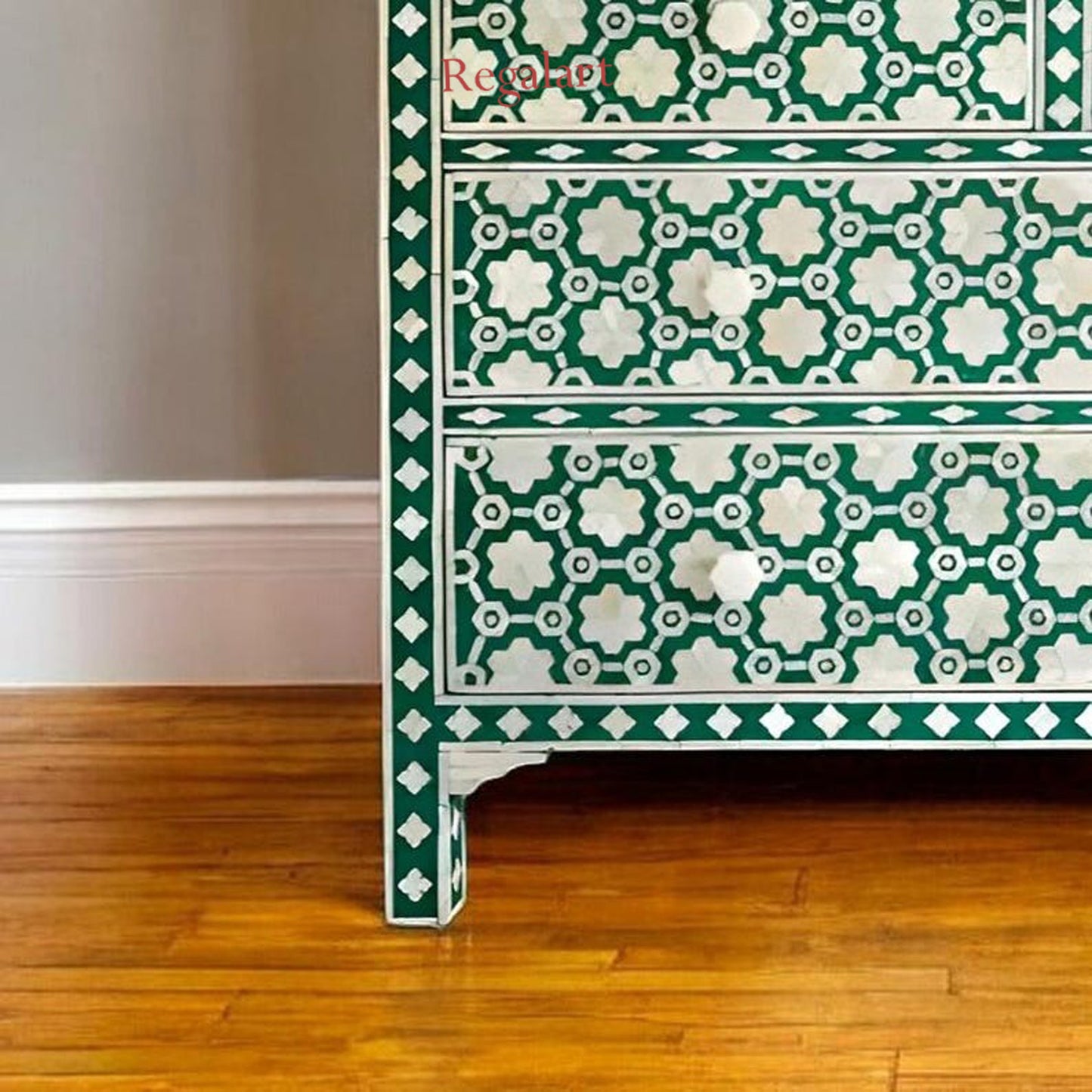 Handmade Star Pattern Bone Inlay Dresser | Elegant Home Storage