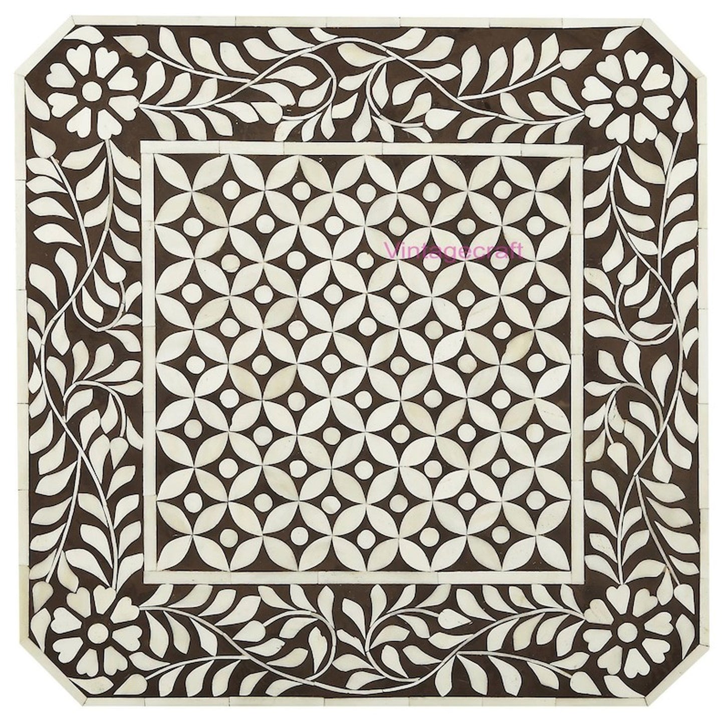 Bone Inlay Floral Pattern Side Tables, End Stools for Chic Home Decor