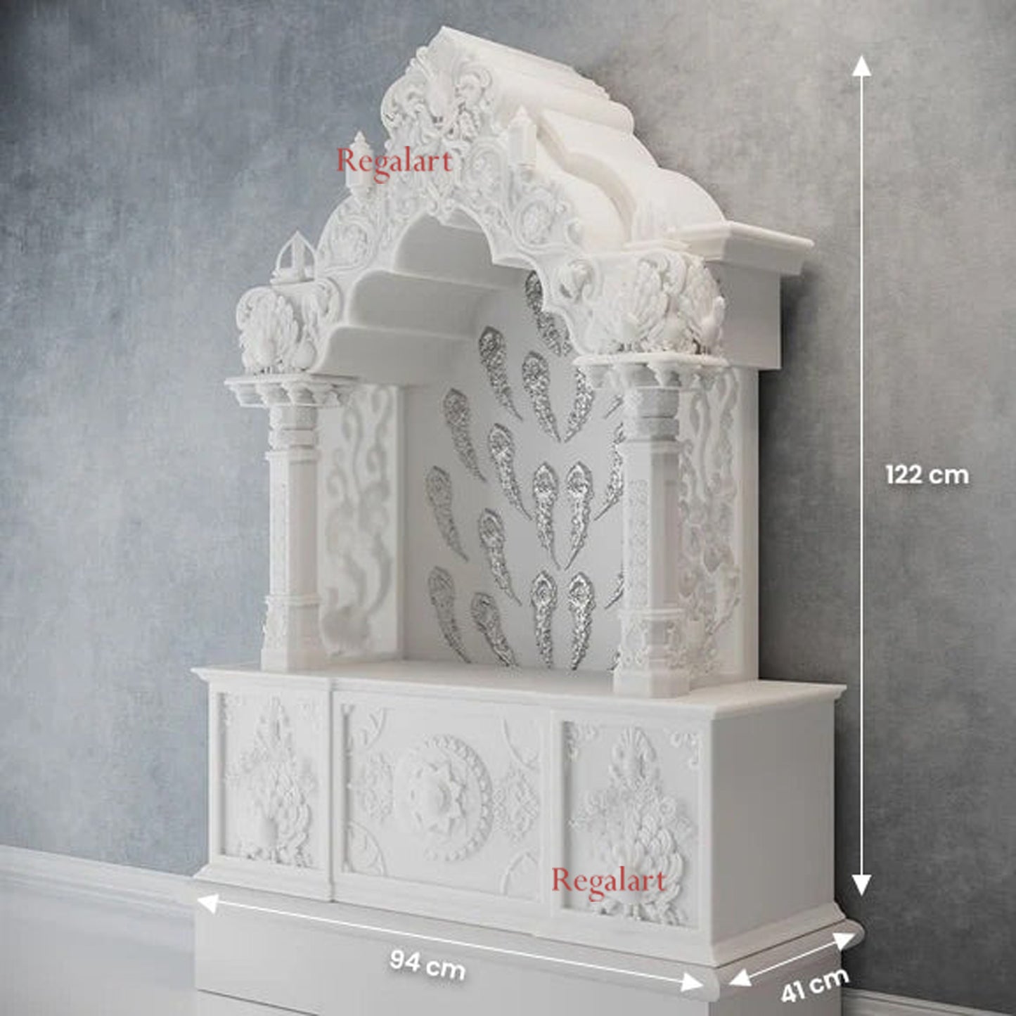 "Mayur White Marble Temple for Home | Handcrafted Pooja Room Mandir | Customizable God Shrine for Home & Office | Elegant Spiritual Décor