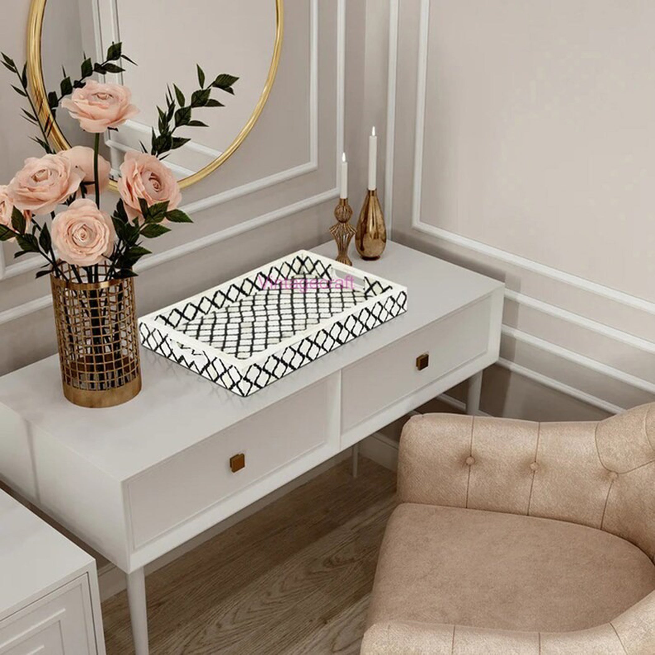 Handmade Resin Inlay Serving Tray – Decorative Tray for Home, Office & Gifting