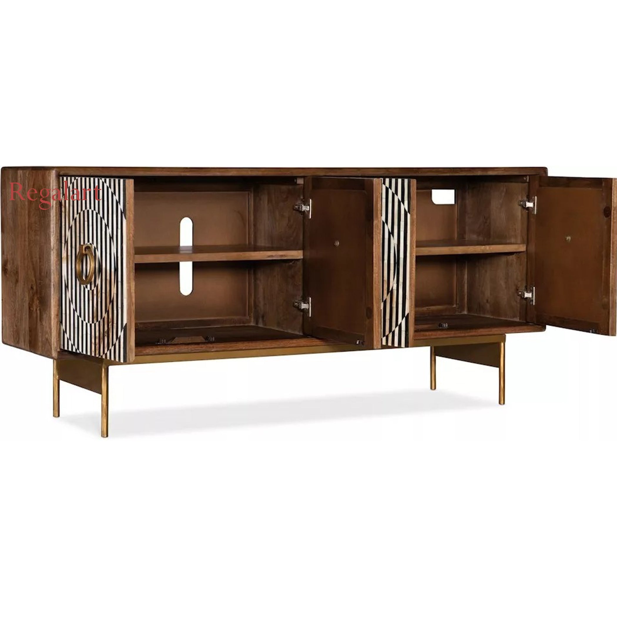 Bone Inlay Media Cabinet | Handmade TV Unit Furniture