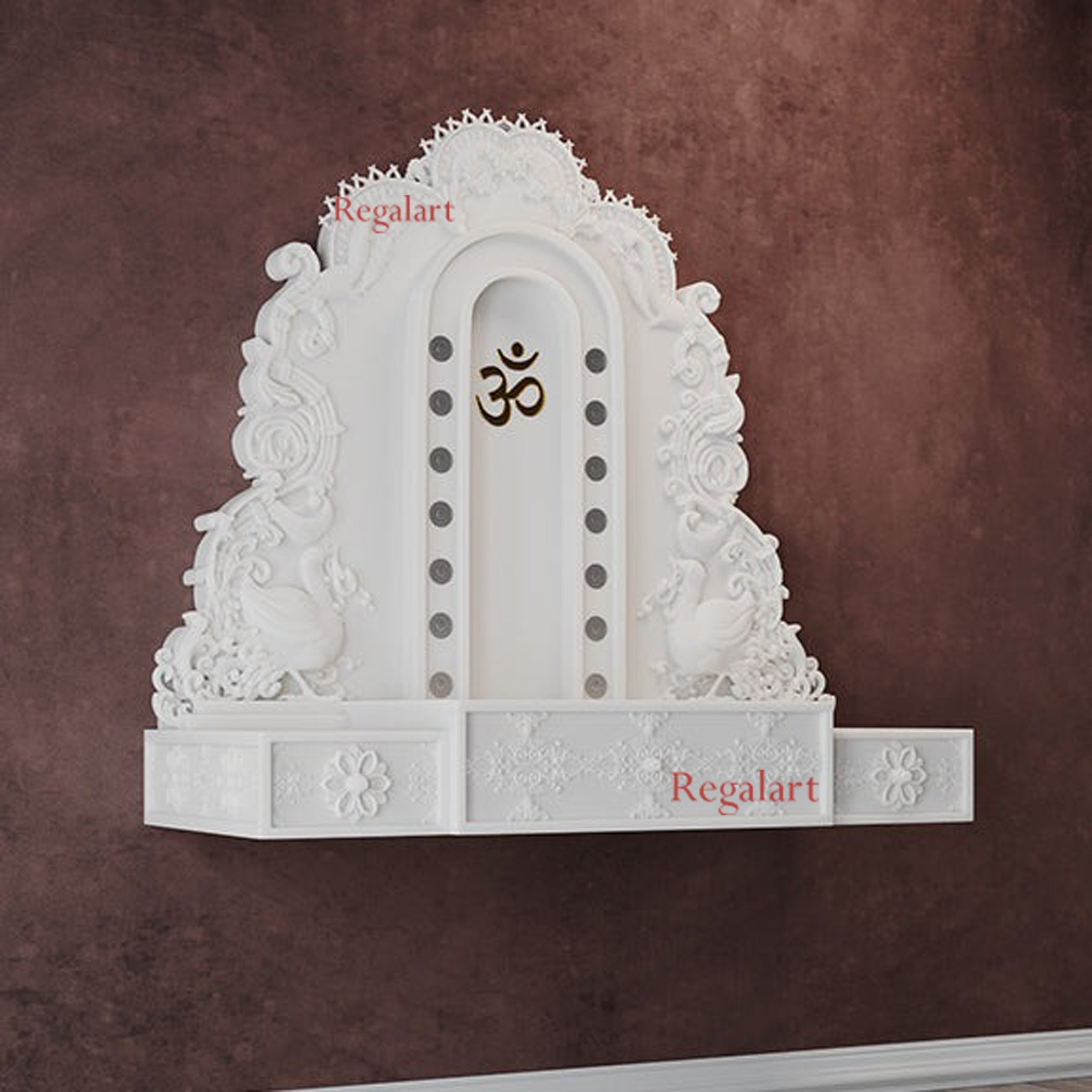 Mukut White Marble Temple for Home | Handcrafted Pooja Mandir | Customizable God Shrine for Spiritual Decor | Elegant Home & Office Altar