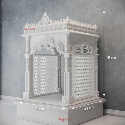 Handcrafted Vietnam Marble Stone Temple White Marble Mandir For Pooja, Home Décor