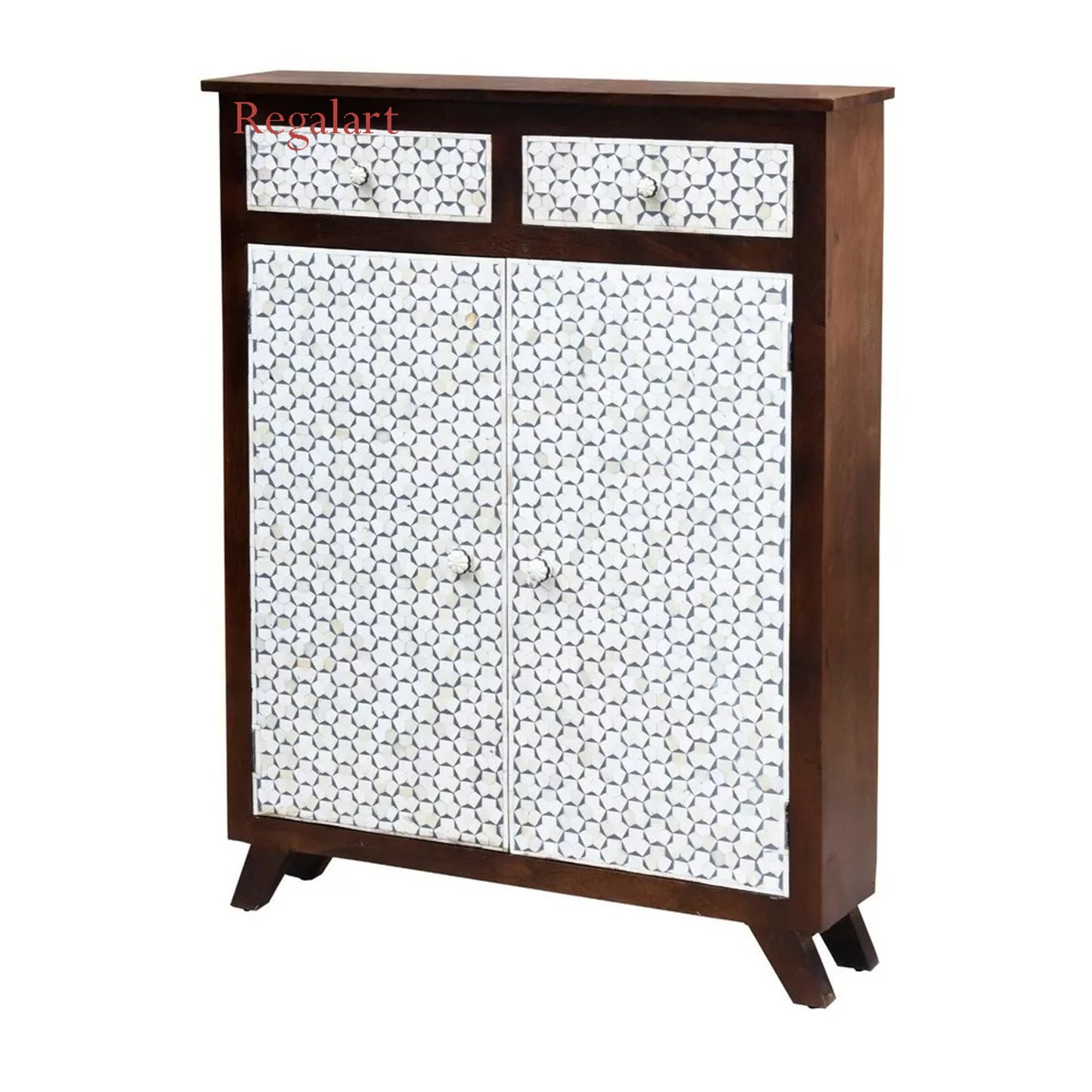 Bone Inlay Bar Cabinet, 2 Drawers Modern Wooden Pattern Living Room Furniture