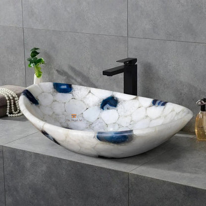 Luxury Agate Bathroom Sink: Polished Crystal Gemstone Vessel