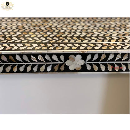 Handmade  Mother of Pearl Console Table with Floral U Shape Design