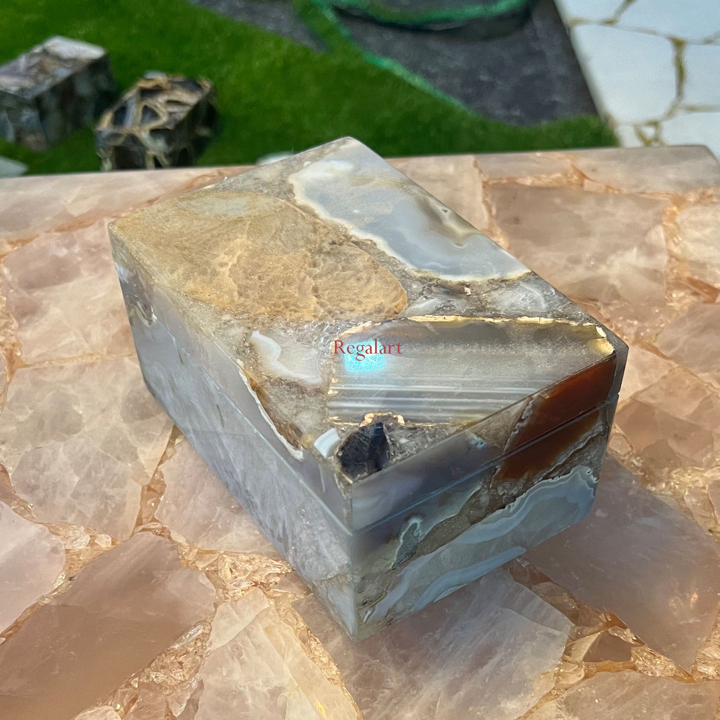 Jewellery Box, Storage Box, Mix Agate Stone Home Decorative