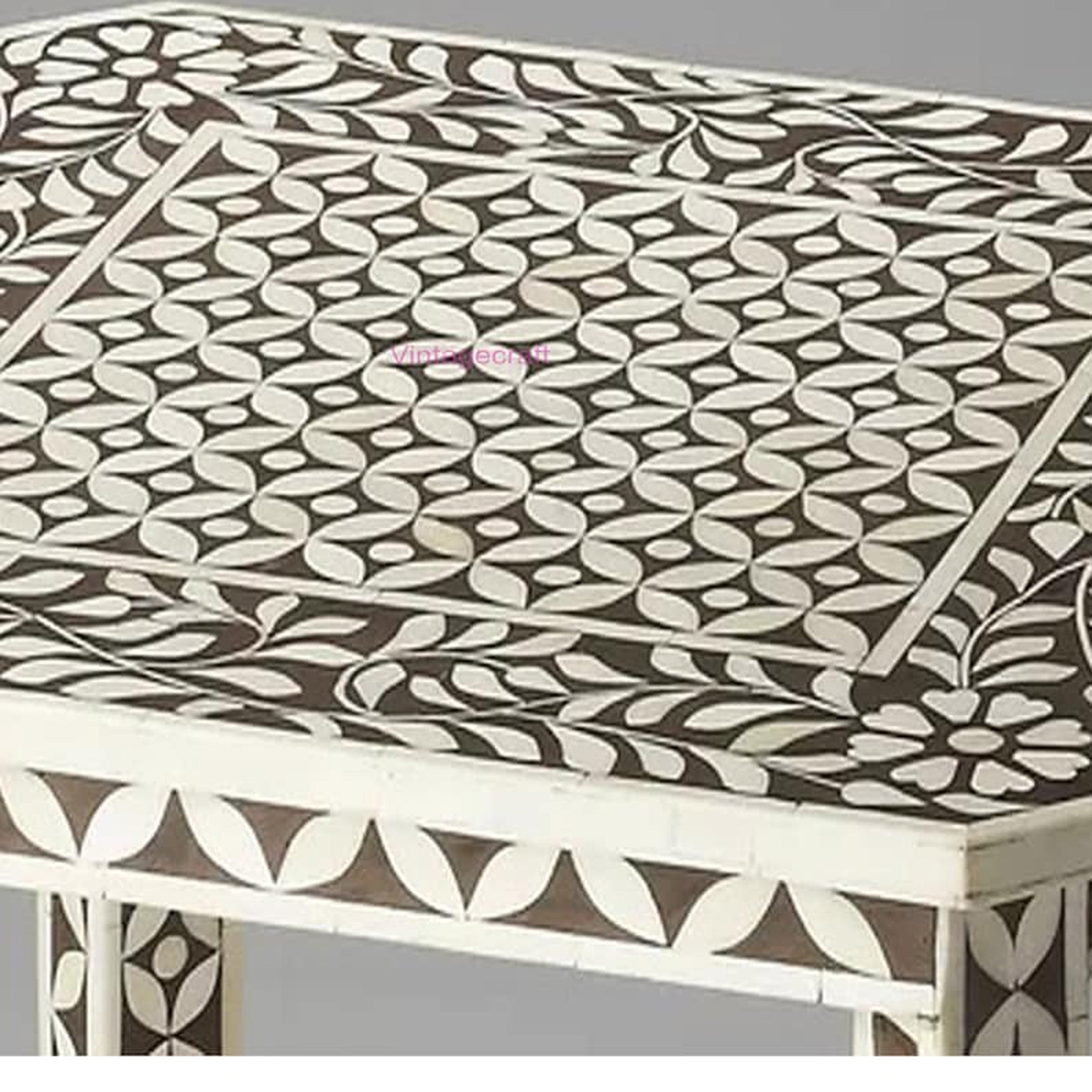 Bone Inlay End Stool | Floral Chic Side Table Decor