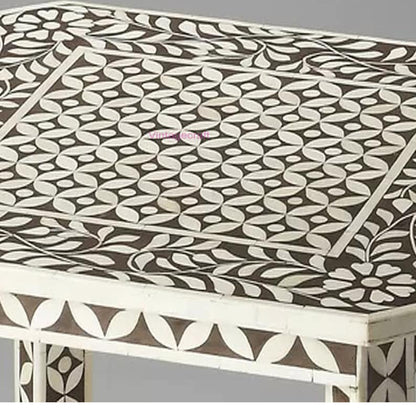 Bone Inlay Floral Pattern Side Tables, End Stools for Chic Home Decor