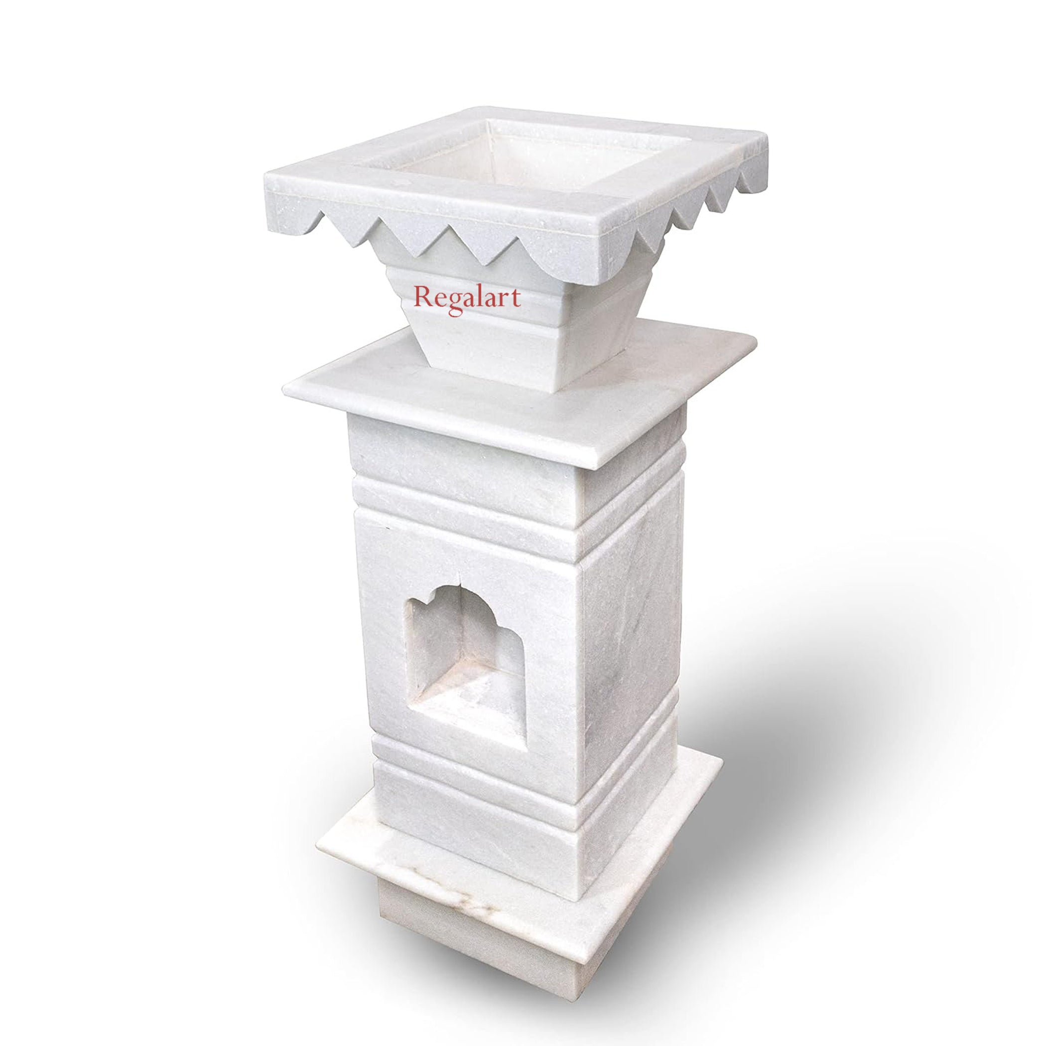 White Marble Tulsi Planter | Elegant Home Garden Decor Pot