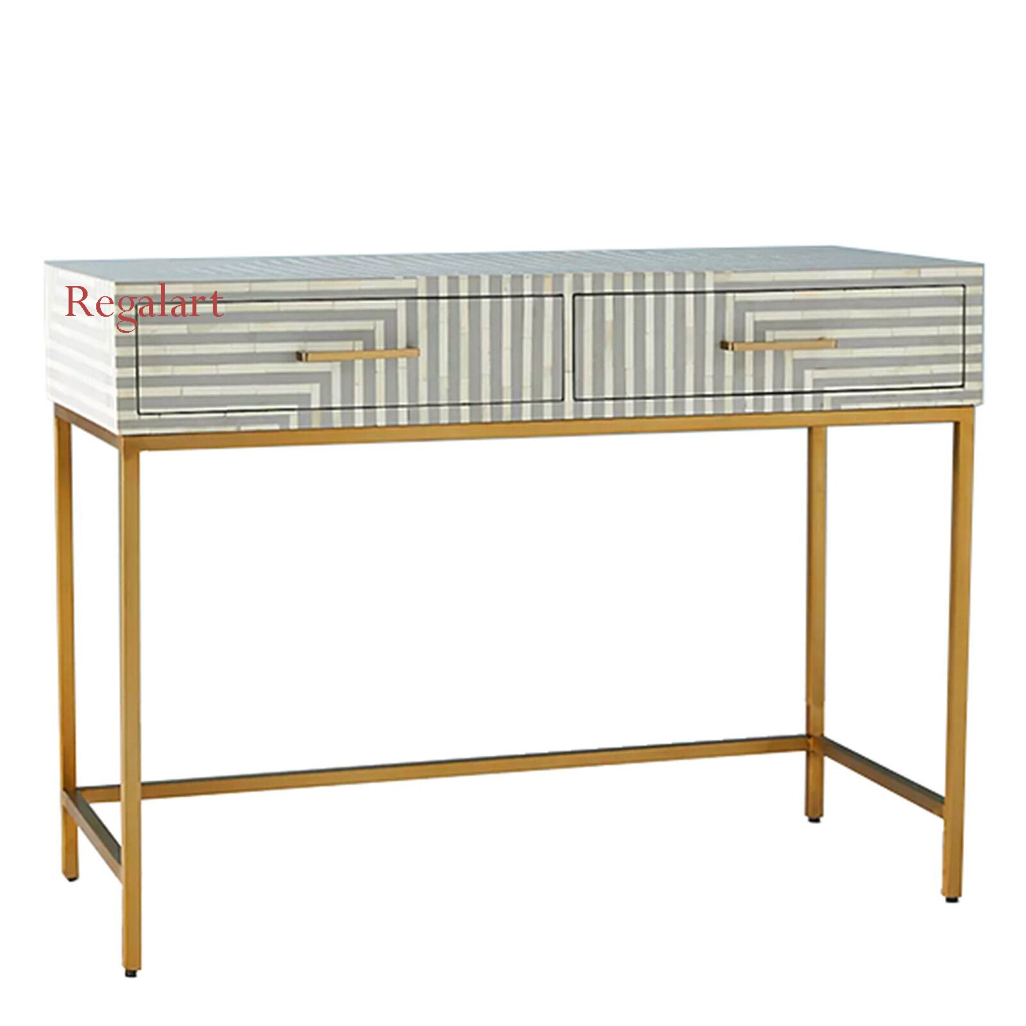 Luxury Grey Bone Inlay Console Table | Luxury Home Decor