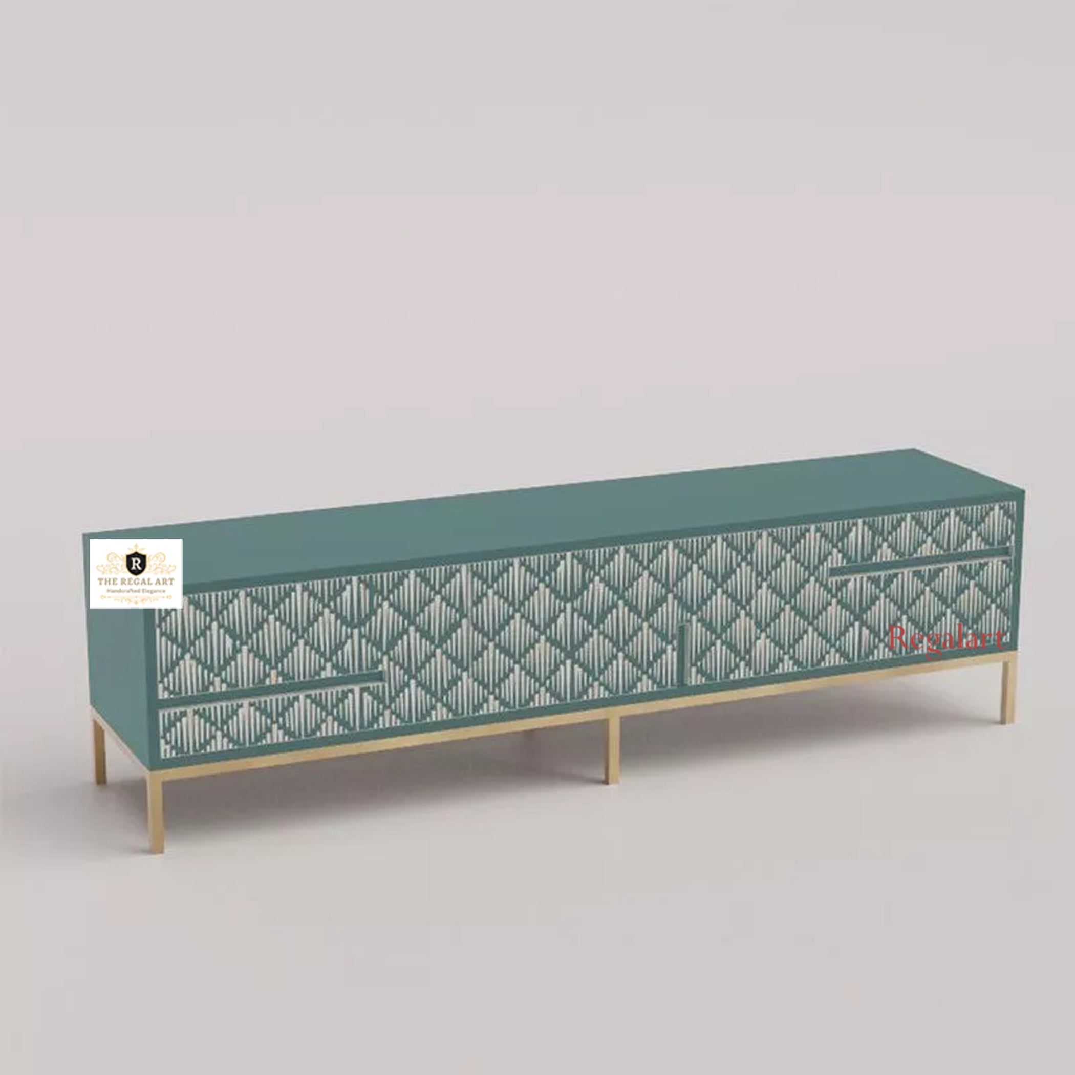 Bone Inlay Media Unit | Moroccan Entertainment Media Console