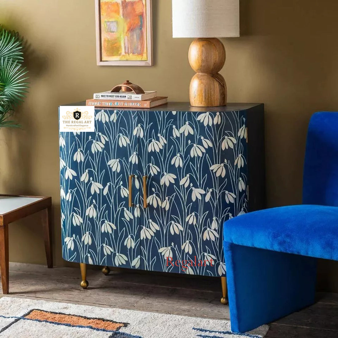 Snowdrop Indigo Bone Inlay Cabinet | Luxury Handmade