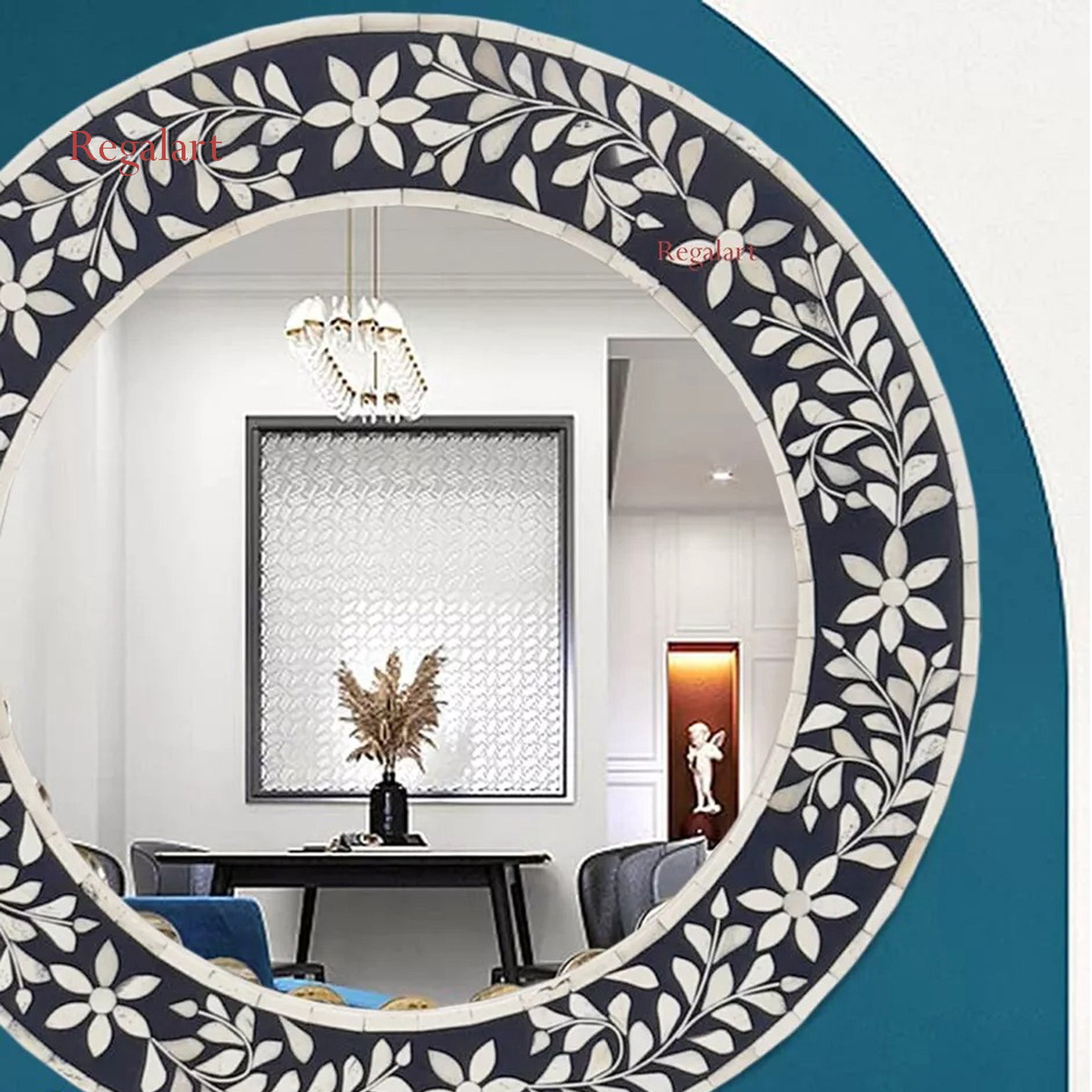 Premium Handmade Bone Inlay Mirror Frame – Modern Luxury Decor