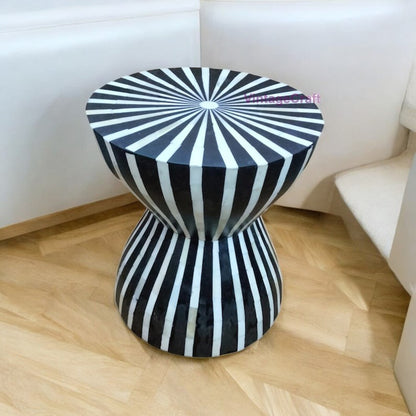 Handmade Bone inlay Morden Pattern Round End Table, Side Table, Sofa Table, Coffee Table, Bone Inlay Stool, Nightstand Table Furniture