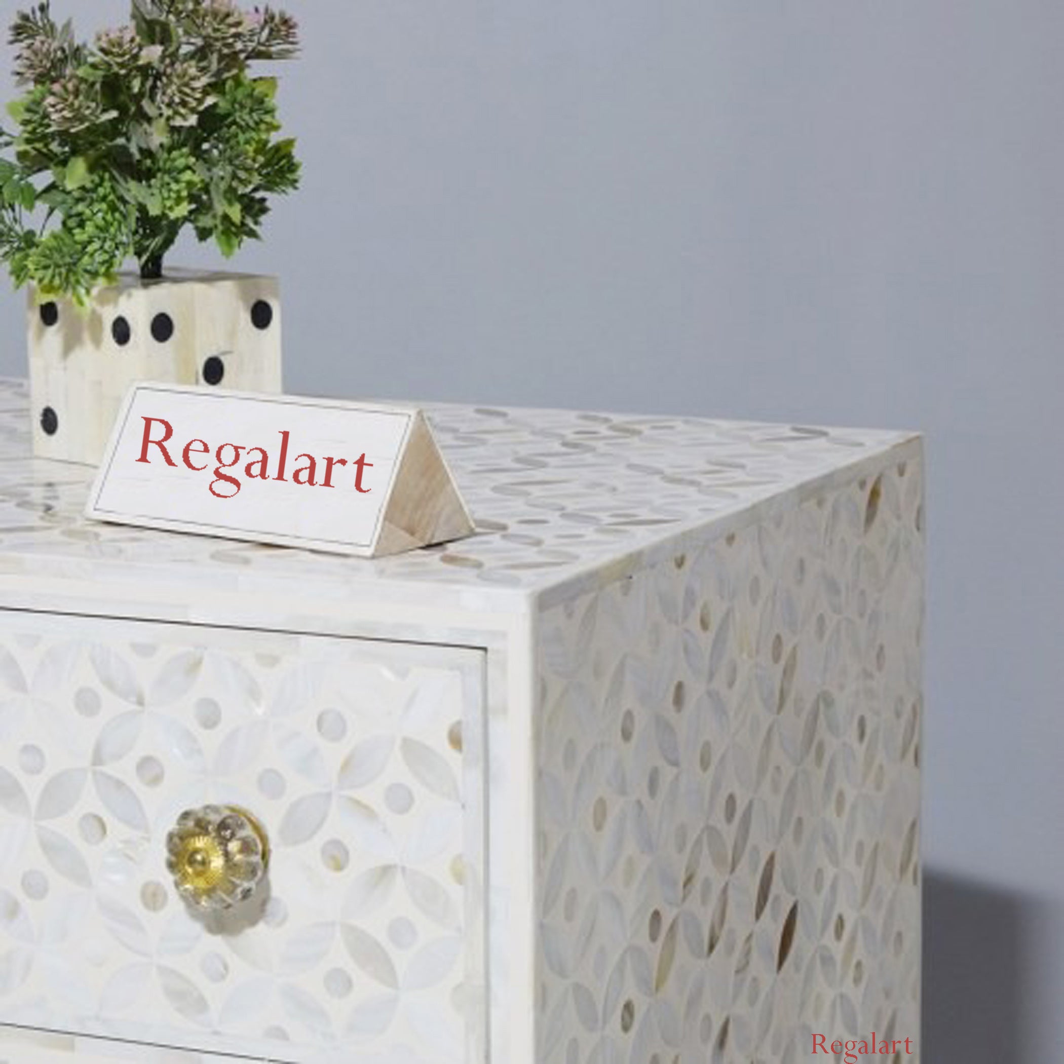 Mother of Pearl Inlay 6 Drawer Chest | Eye Cut Design Dresser