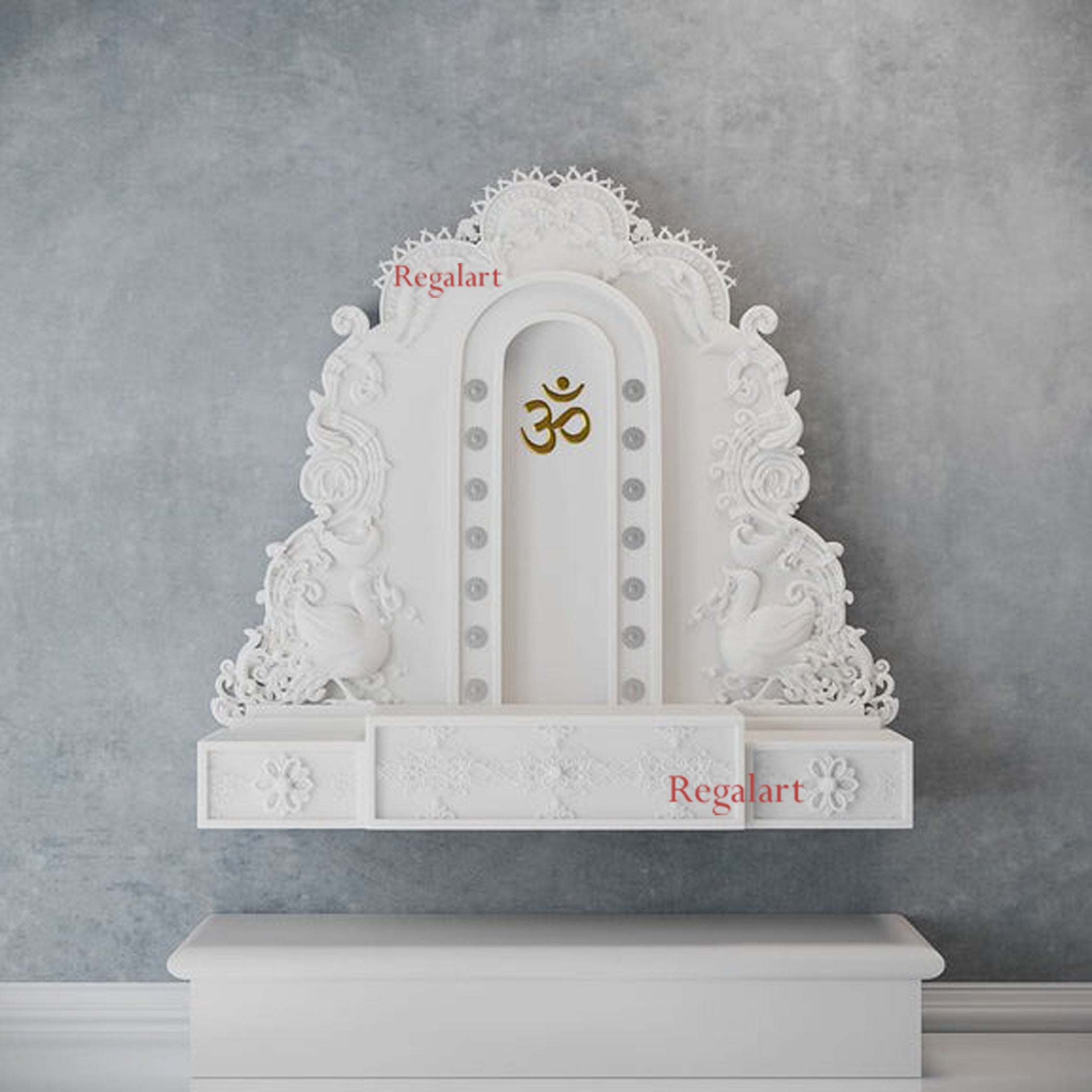 Mukut White Marble Temple for Home | Handcrafted Pooja Mandir | Customizable God Shrine for Spiritual Decor | Elegant Home & Office Altar